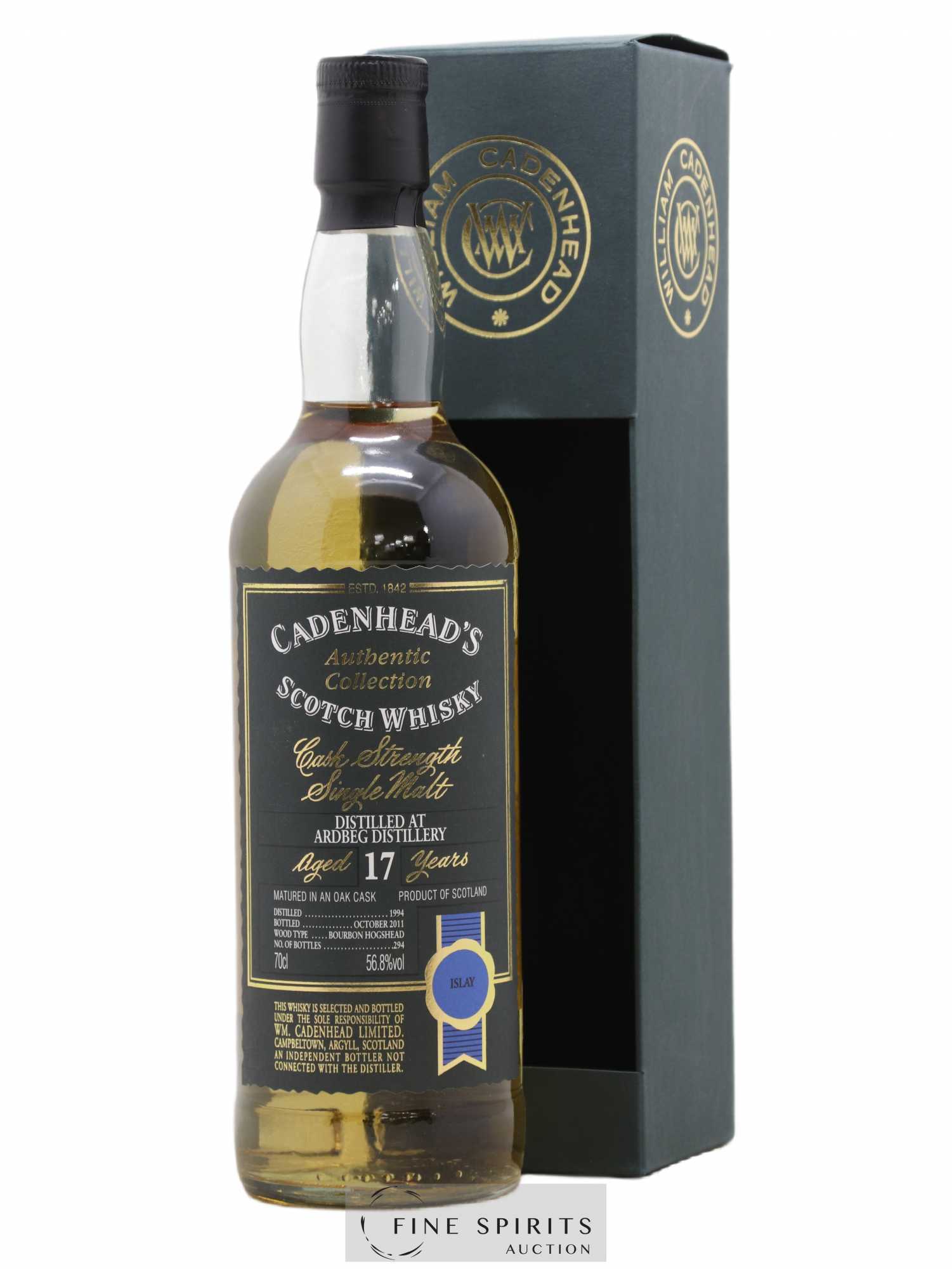 Ardbeg 17 years 1994 Cadenhead's Bourbon Hogshead - One of 294 - bottled 2011 Authentic Collection