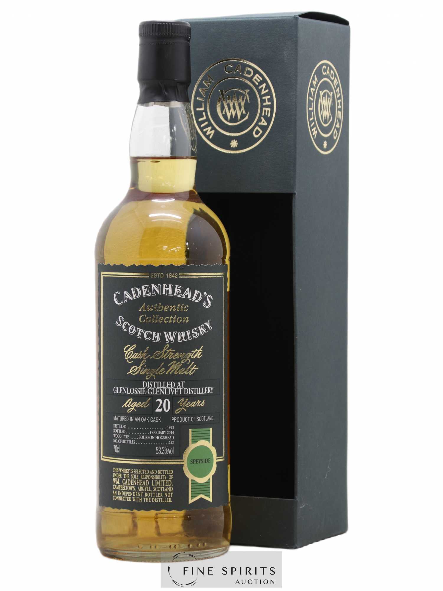 Glenlossie-Glenlivet 20 years 1993 Cadenhead's Cask Strength - One of 252 - bottled 2014 Authentic Collection