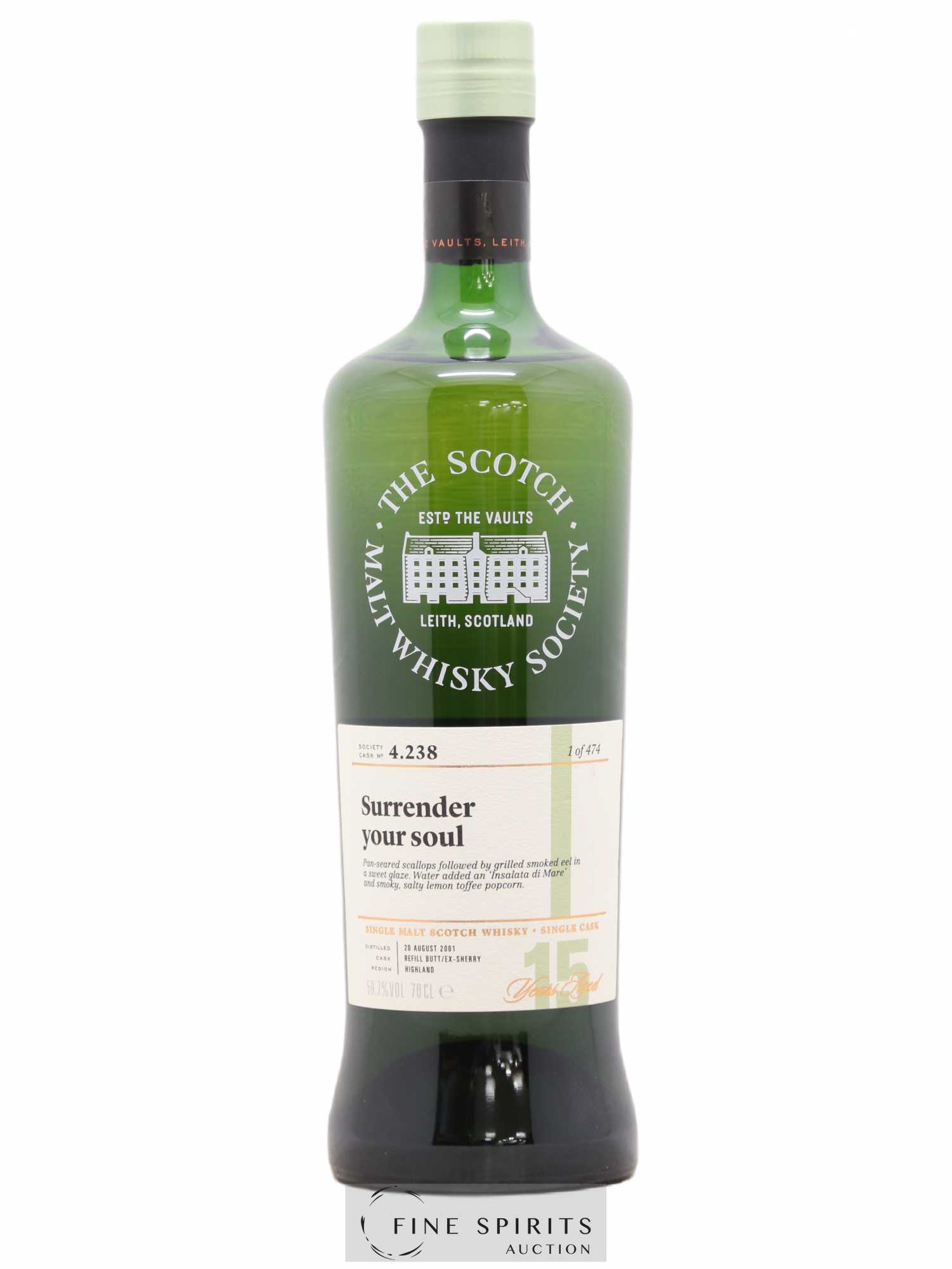 Surrender Your Soul 15 years 2001 The Scotch Malt Whisky Society Cask n°4.238 - One of 474