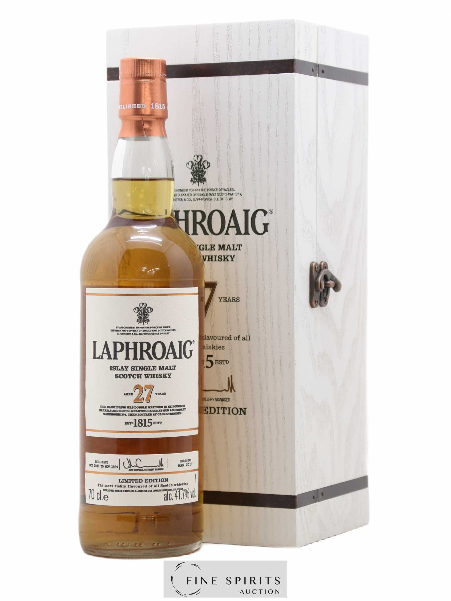 Laphroaig 27 years Of. distilled 1988 & 1989 bottled 2017 Limited Edition