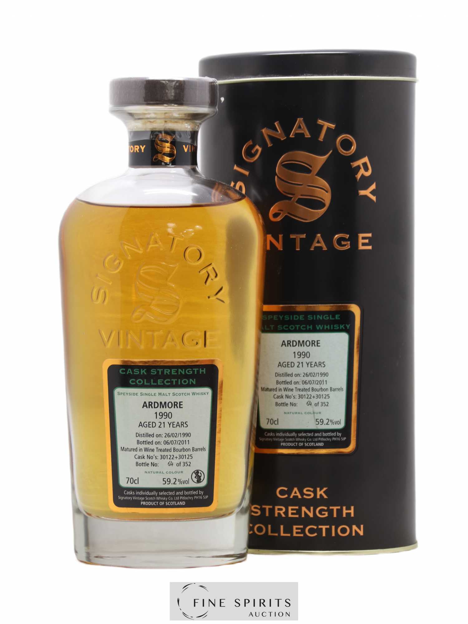 Ardmore 21 years 1990 Signatory Vintage Cask n°30122-5 - One of 352 - bottled 2011 Cask Strength Collection