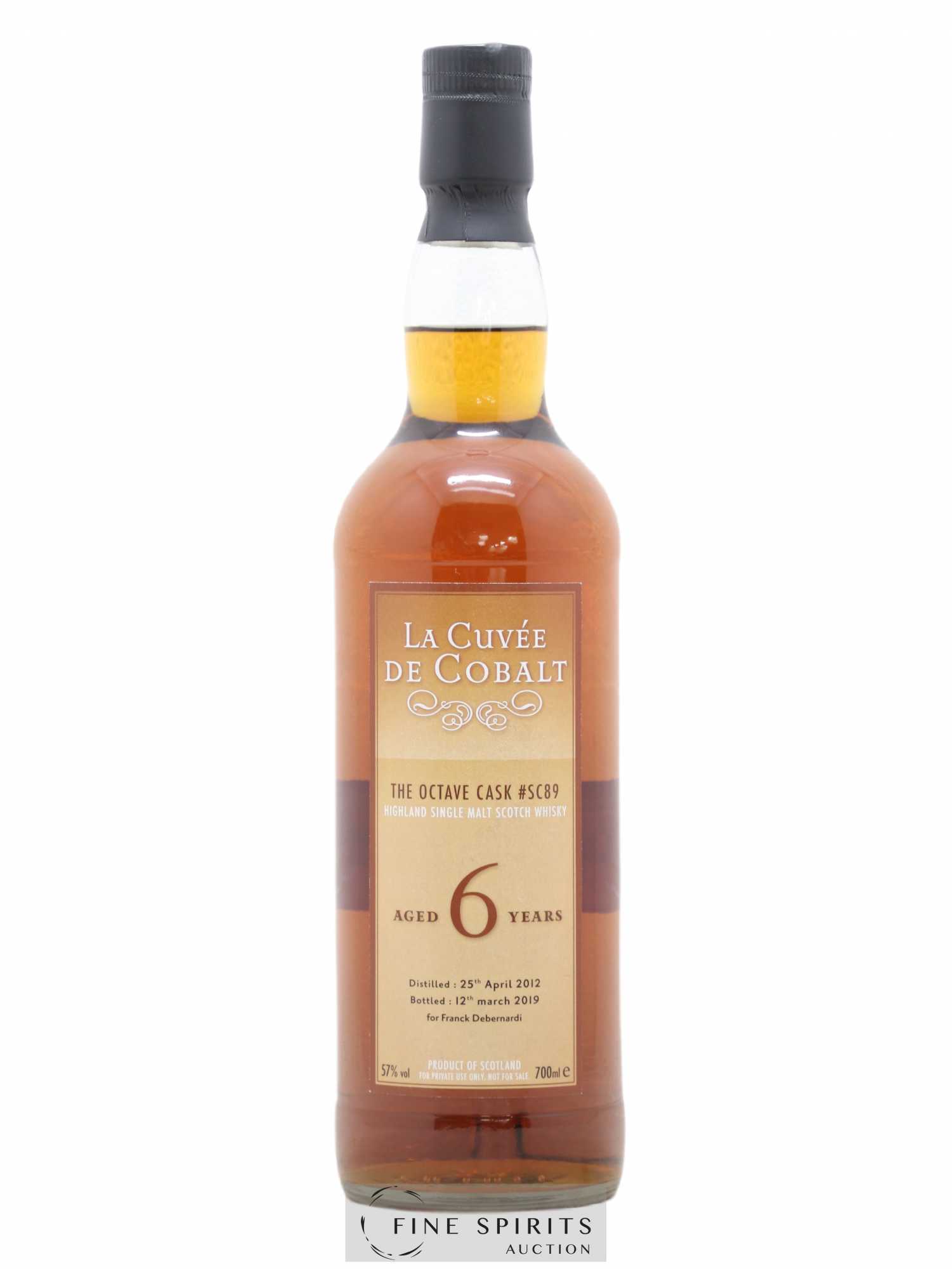 La Cuvée de Cobalt 6 years 2012 Of. The Octave Cask n°SC89 - One of 65 - bottled 2019 Franck Debernardi