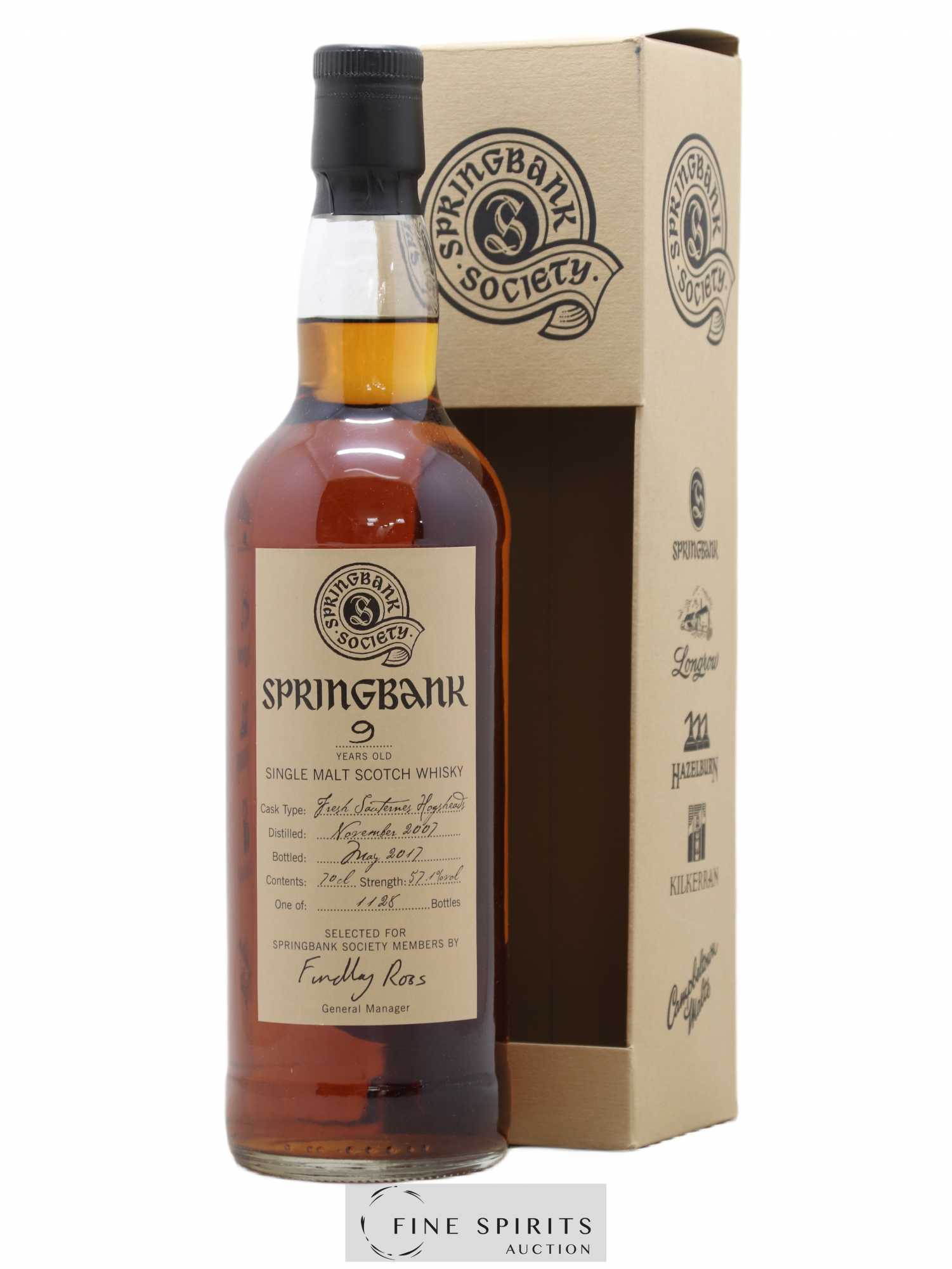 Springbank 9 years 2007 Of. Springbank Society Fresh Sauternes Hogsheads - One of 1128 - bottled 2017