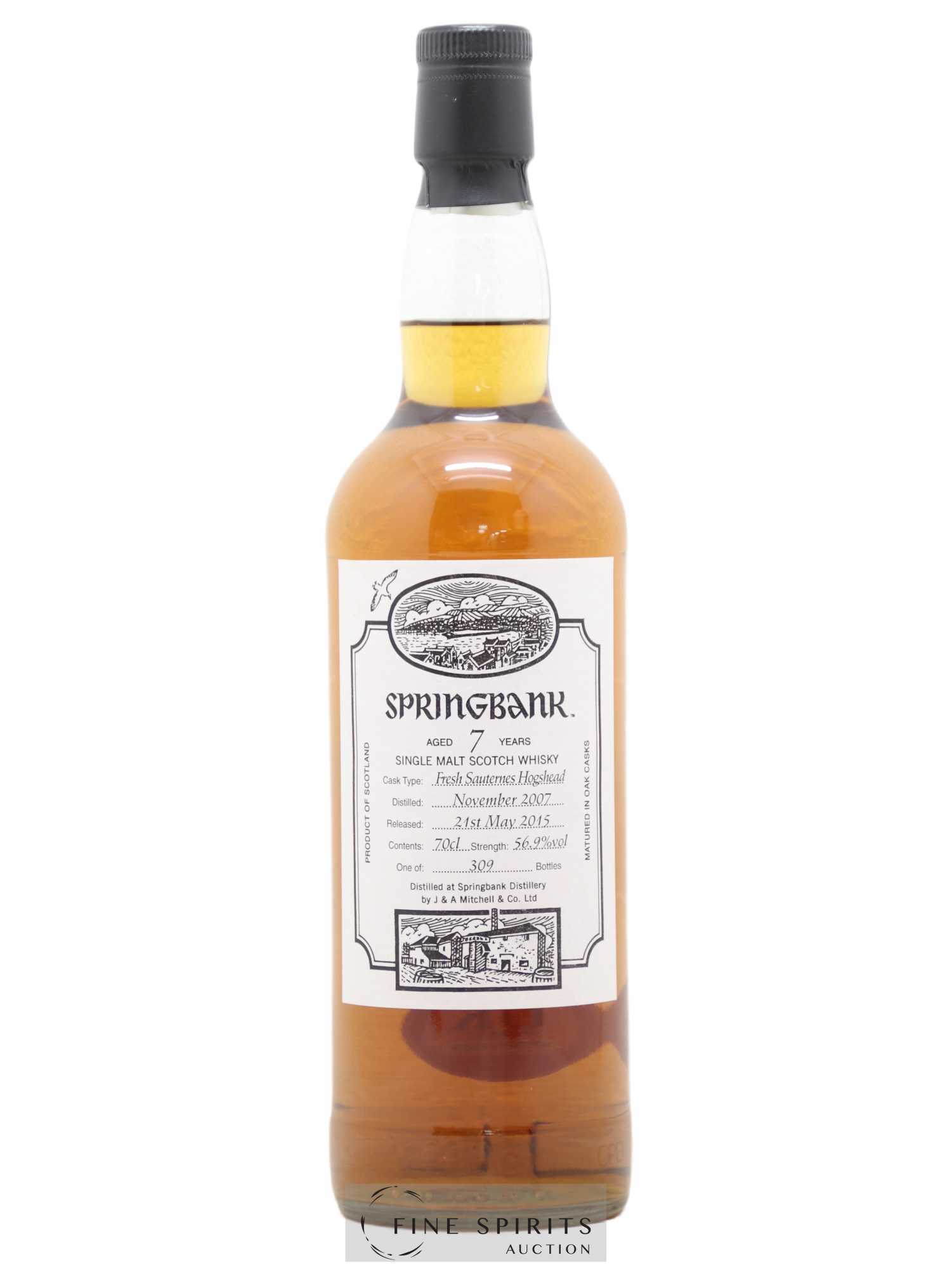 Springbank 7 years 2007 Of. Fresh Sauternes Hogsheads - One of 309 - bottled 2015