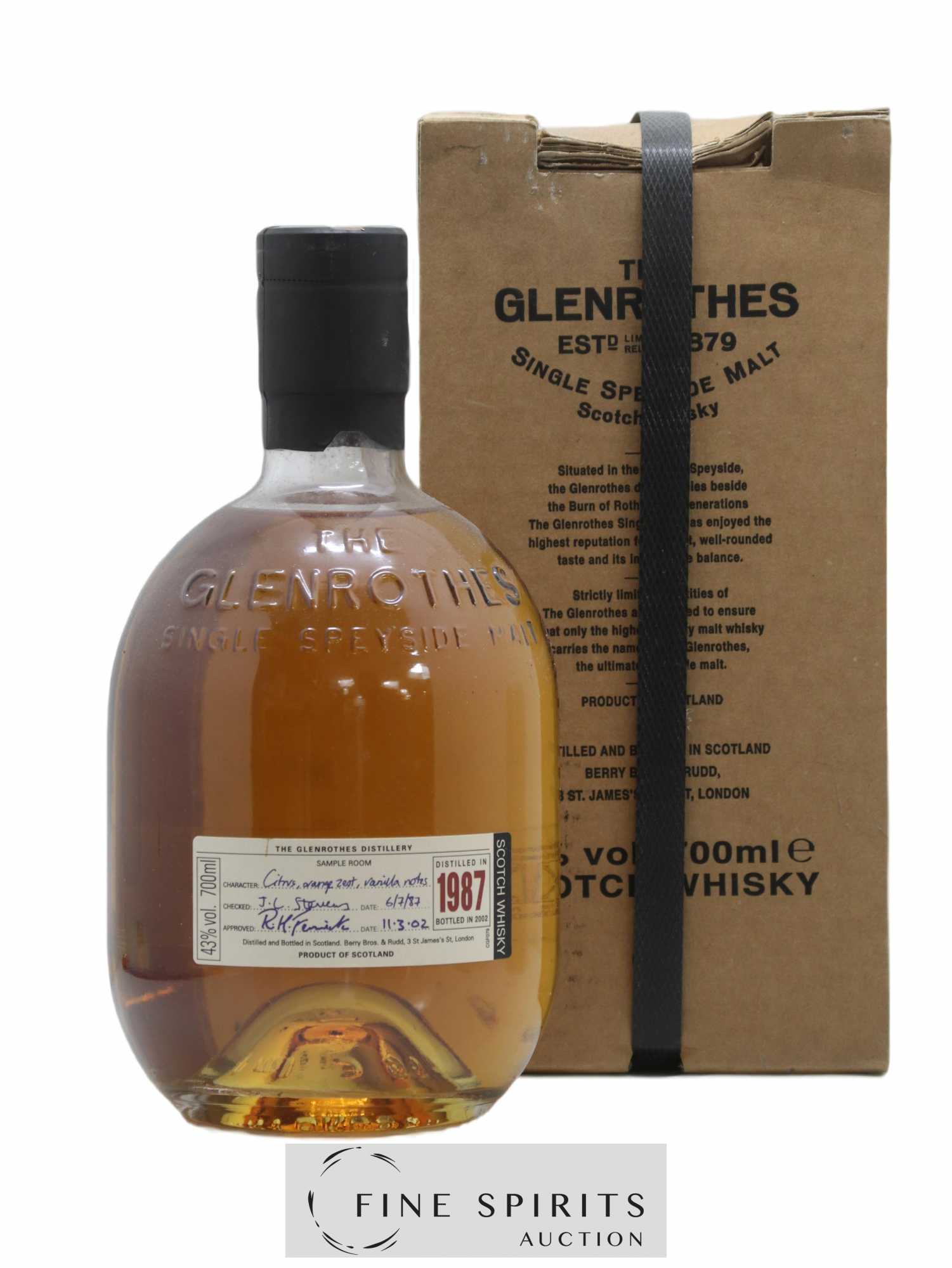 Glenrothes 1987 Of. Berry Bros & Rudd bottled in 2002 Sample Room