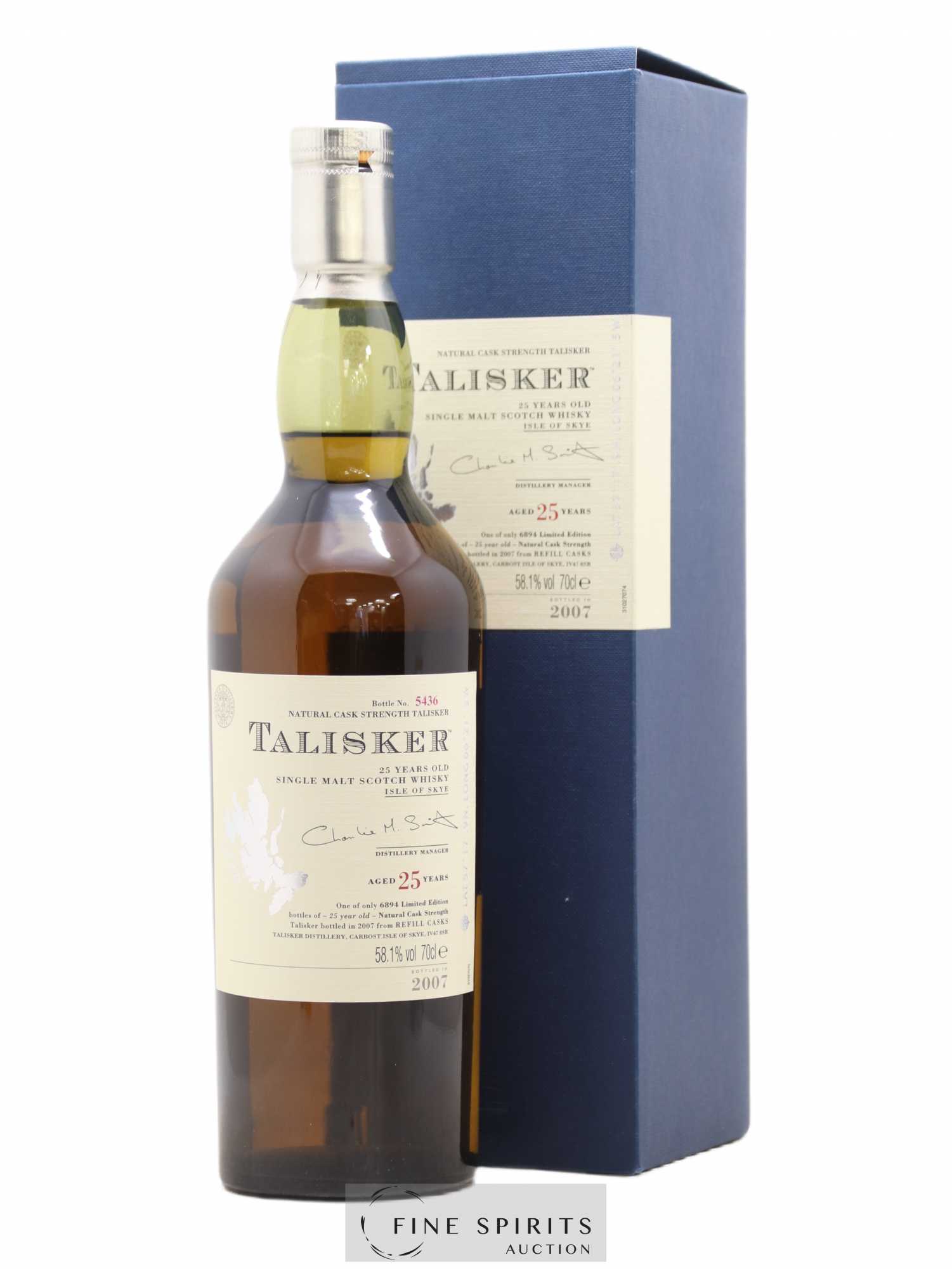 Talisker 25 years Of. Natural Cask Strengh Refill Casks - One of 6894 - bottled 2007 Limited Edition