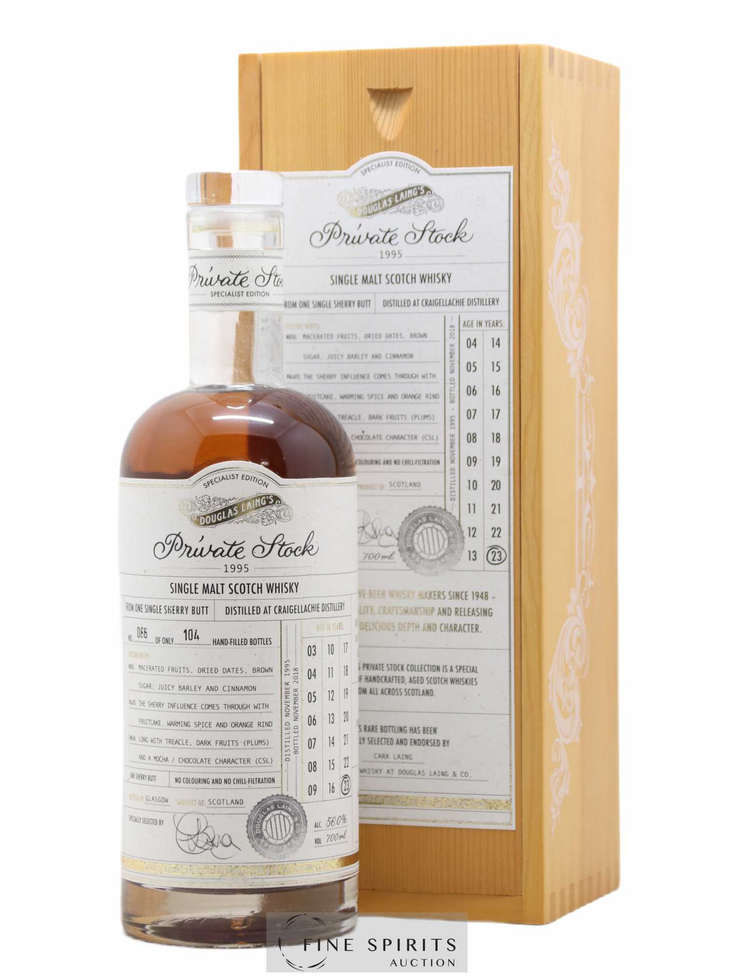 Craigellachie 23 years 1995 Douglas Laing Private Stock Single Sherry Butt - One of 104 - bottled 2018 Specialist Edition