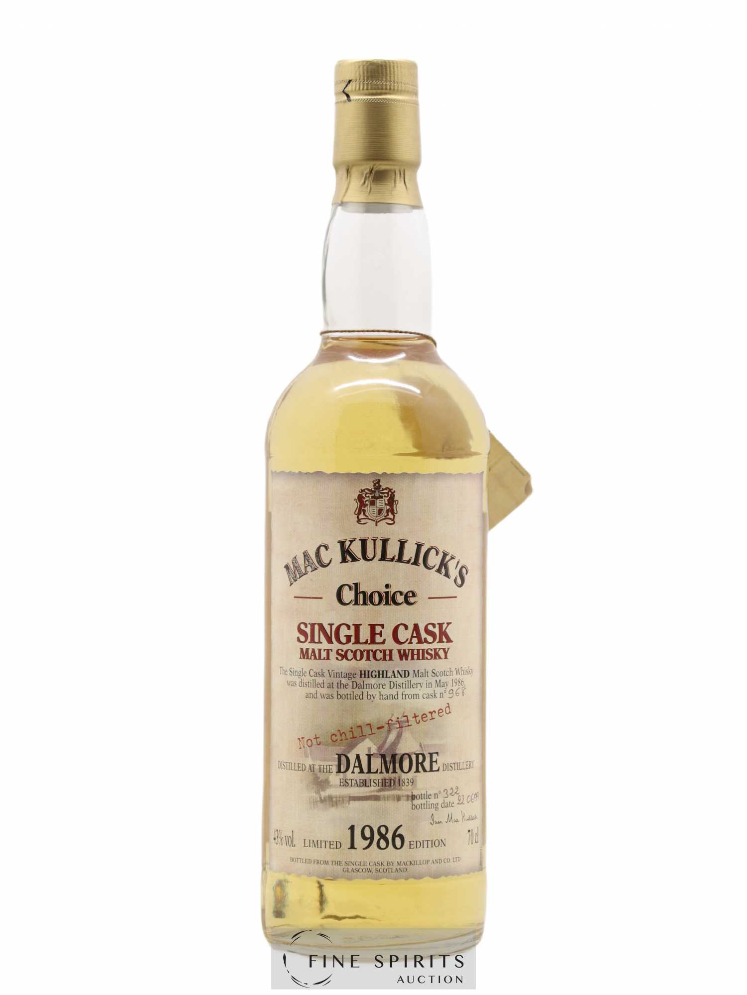 Dalmore 1986 MacKillop & Co. Mac Kullick's Choice Single Cask n°968 - bottled 1999 Limited Edition