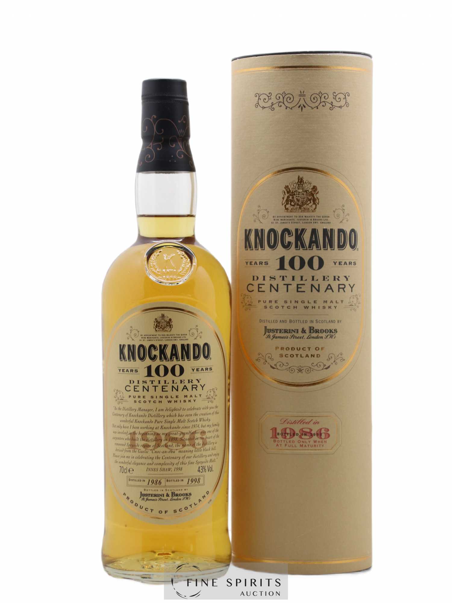 Knockando 1986 Of. 100 Years Distillery Centenary bottled 1998