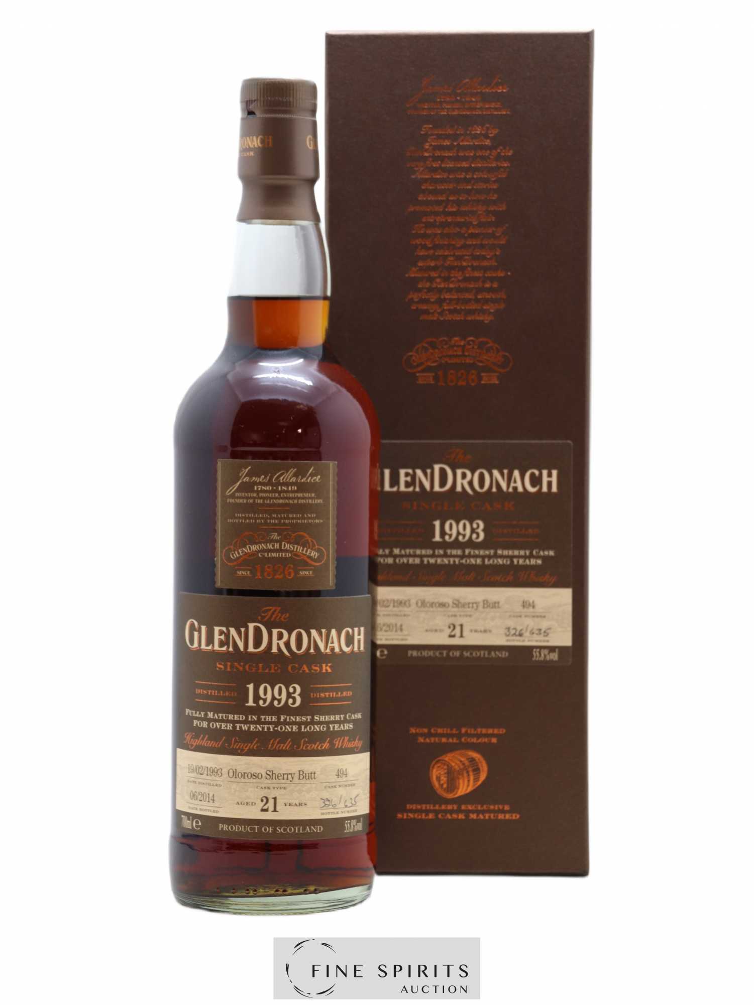 The Glendronach 21 years 1993 Of. Cask n°494 - One of 635 - bottled 2014