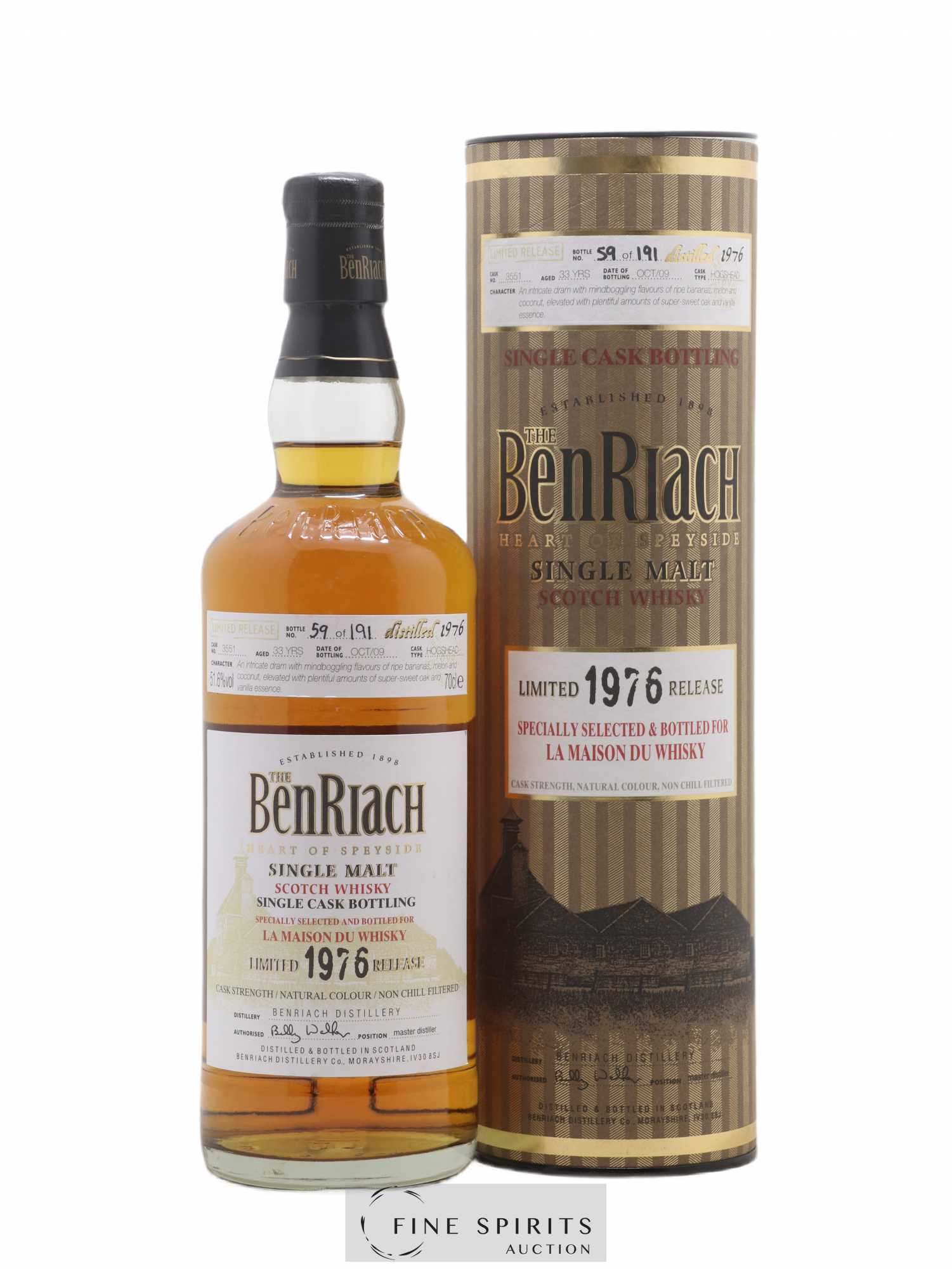 Benriach 33 years 1976 Of. Cask n°3551 - One of 191 - bottled 2009 LMDW Limited Release