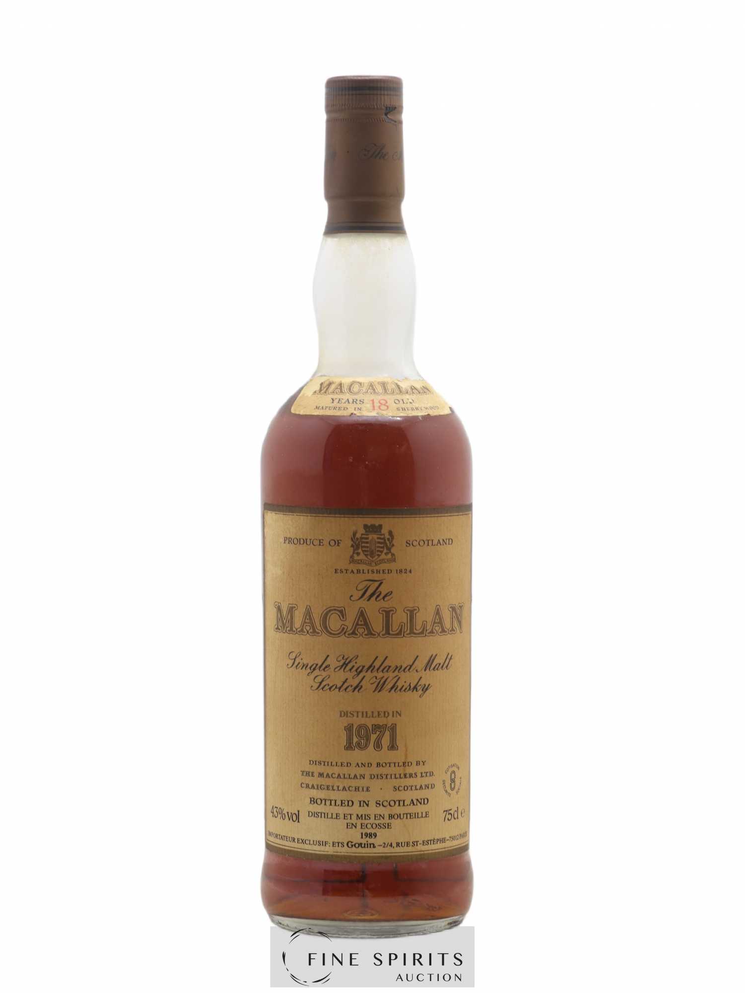 Macallan (The) 18 years 1971 Of. Sherry Wood Matured - bottled 1989 Gouin Import