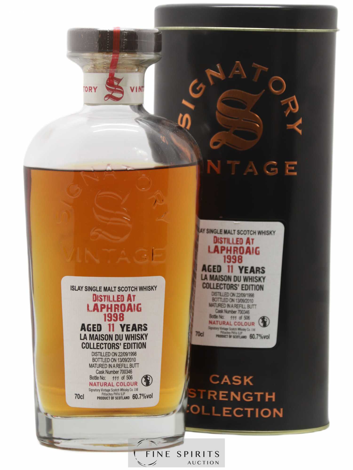 Laphroaig 11 years 1998 Signatory Vintage Collector's Edition Refill Butt n°700346 - One of 506 - bottled 2010 LMDW Cask Strength Collection