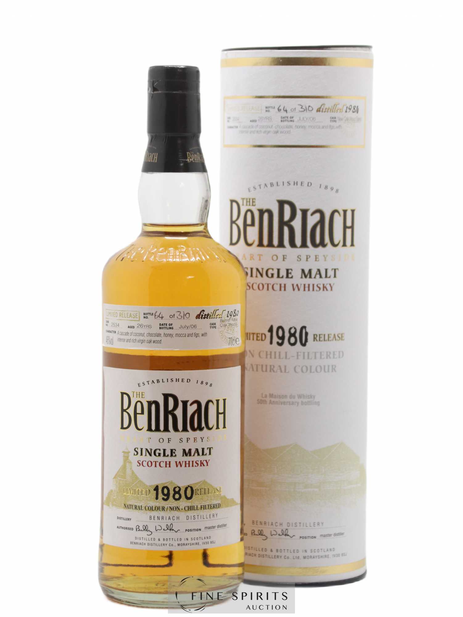 Benriach 26 years 1980 Of. Cask n°2534 - One of 310 - bottled 2006 Limited Release