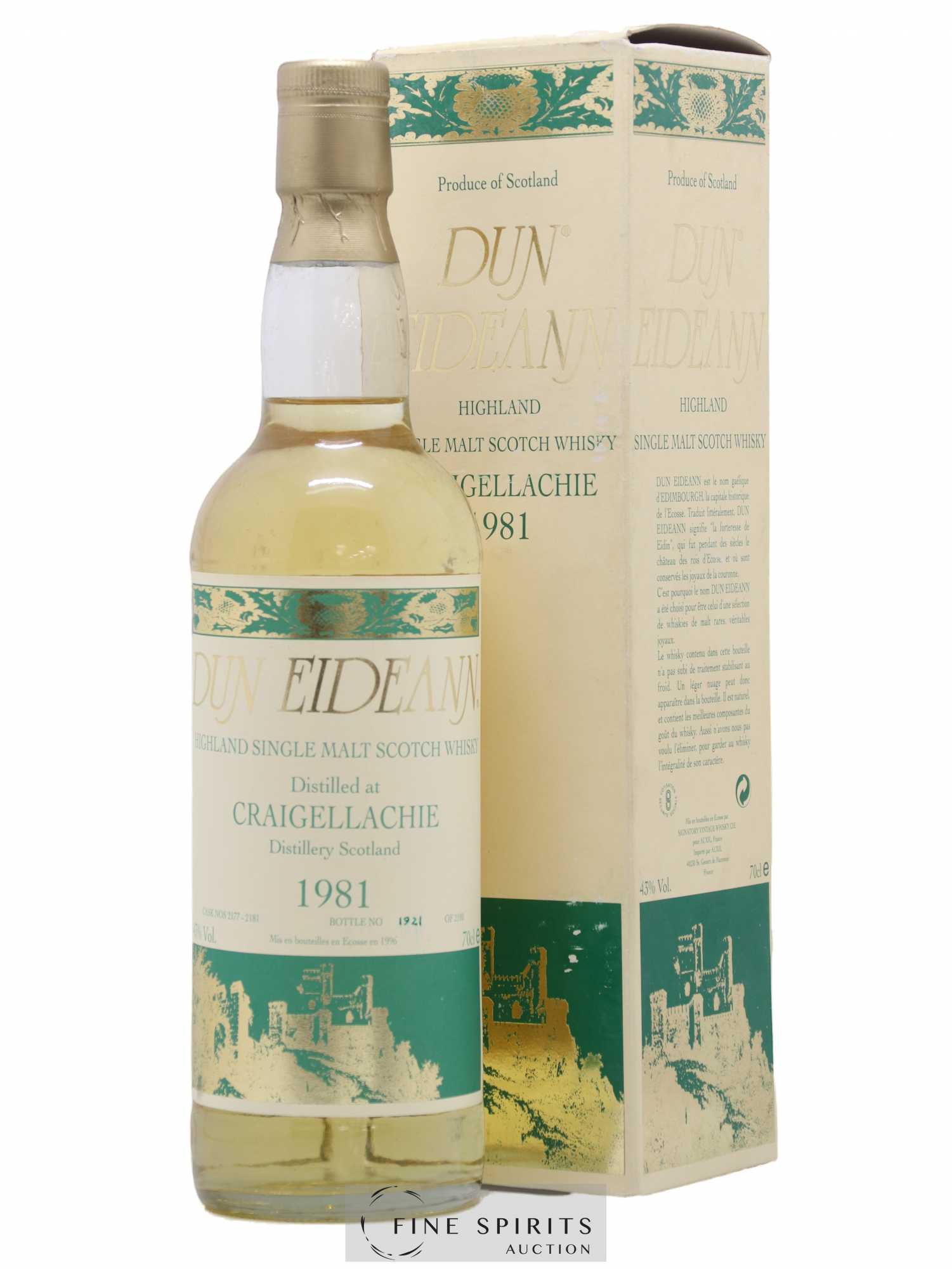 Craigellachie 1981 Signatory Vintage Dun Eideann Cask n°2177-2181 - One of 2100 - bottled 1996