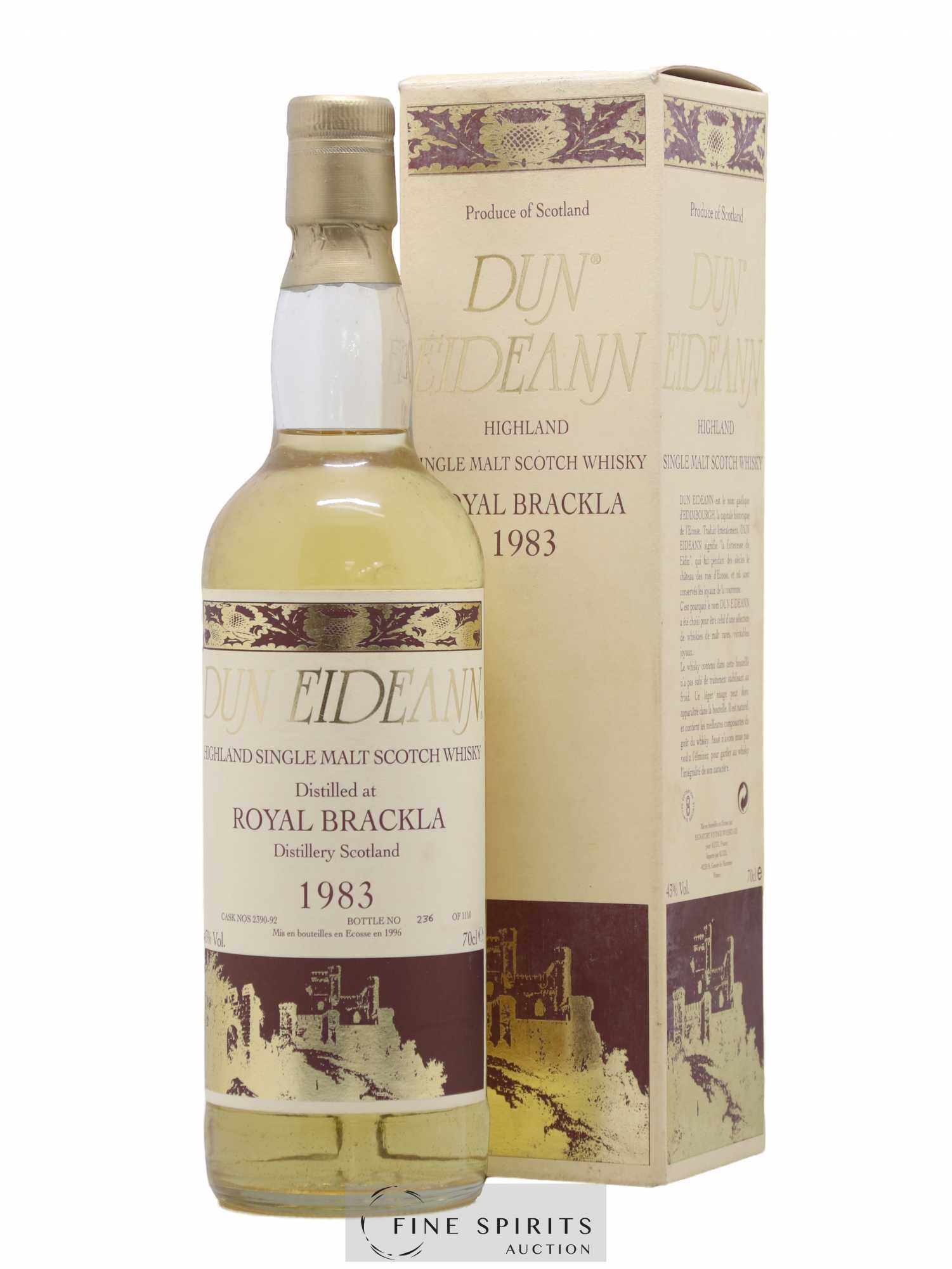 Royal Brackla 1983 Signatory Vintage Dun Eideann Cask n°2390-2392 - One of 1110 - bottled 1996