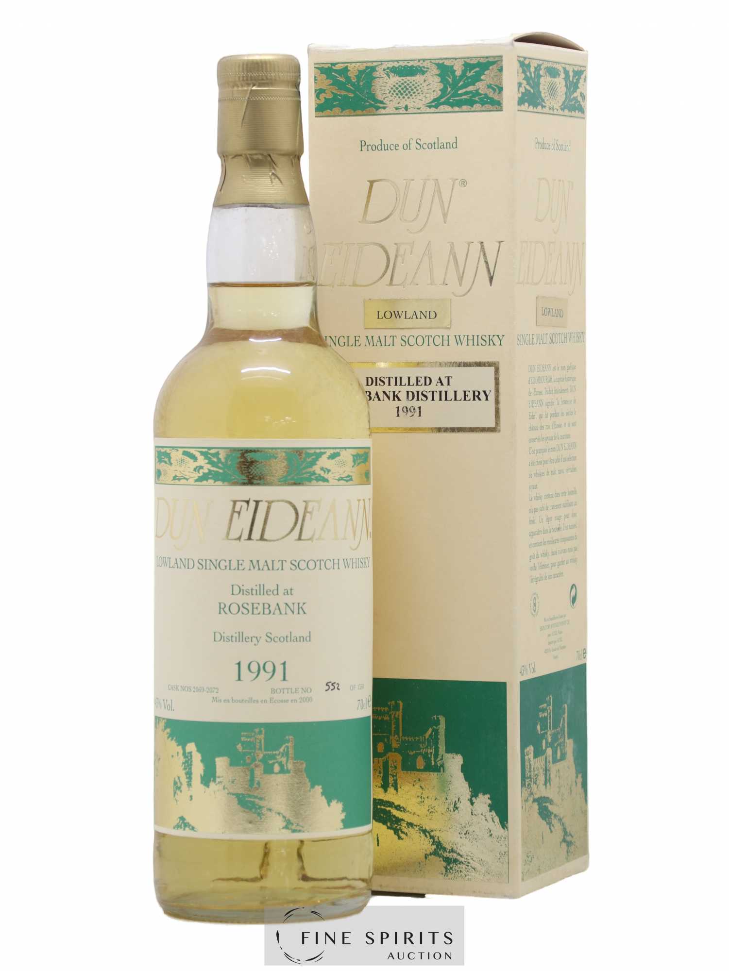 Rosebank 1991 Signatory Vintage Dun Eideann Cask n°2069-2072 - One of 1350 - bottled 2000