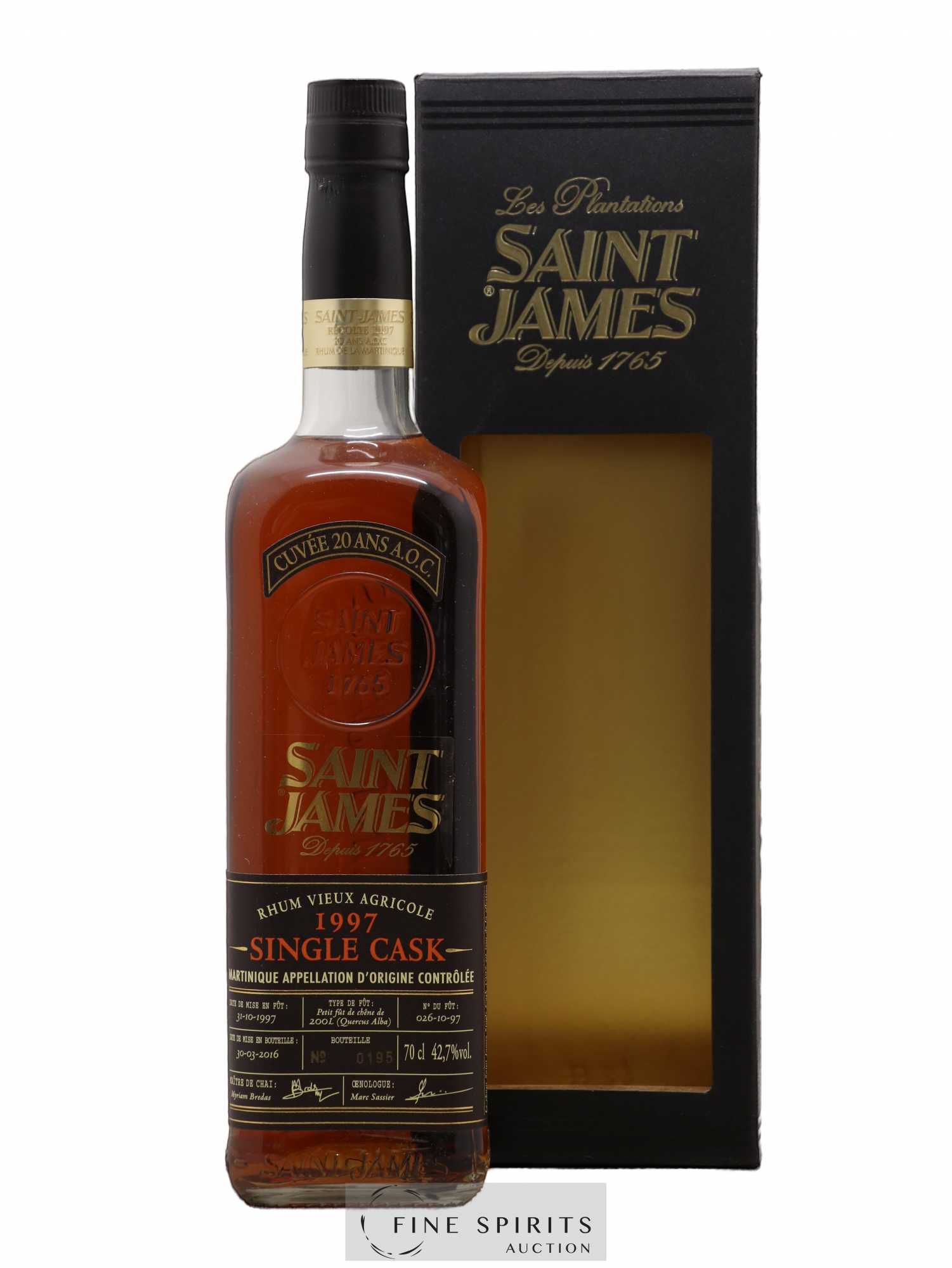 Saint James 20 years 1997 Of. Single Cask n°026-10-97 - bottled 2016