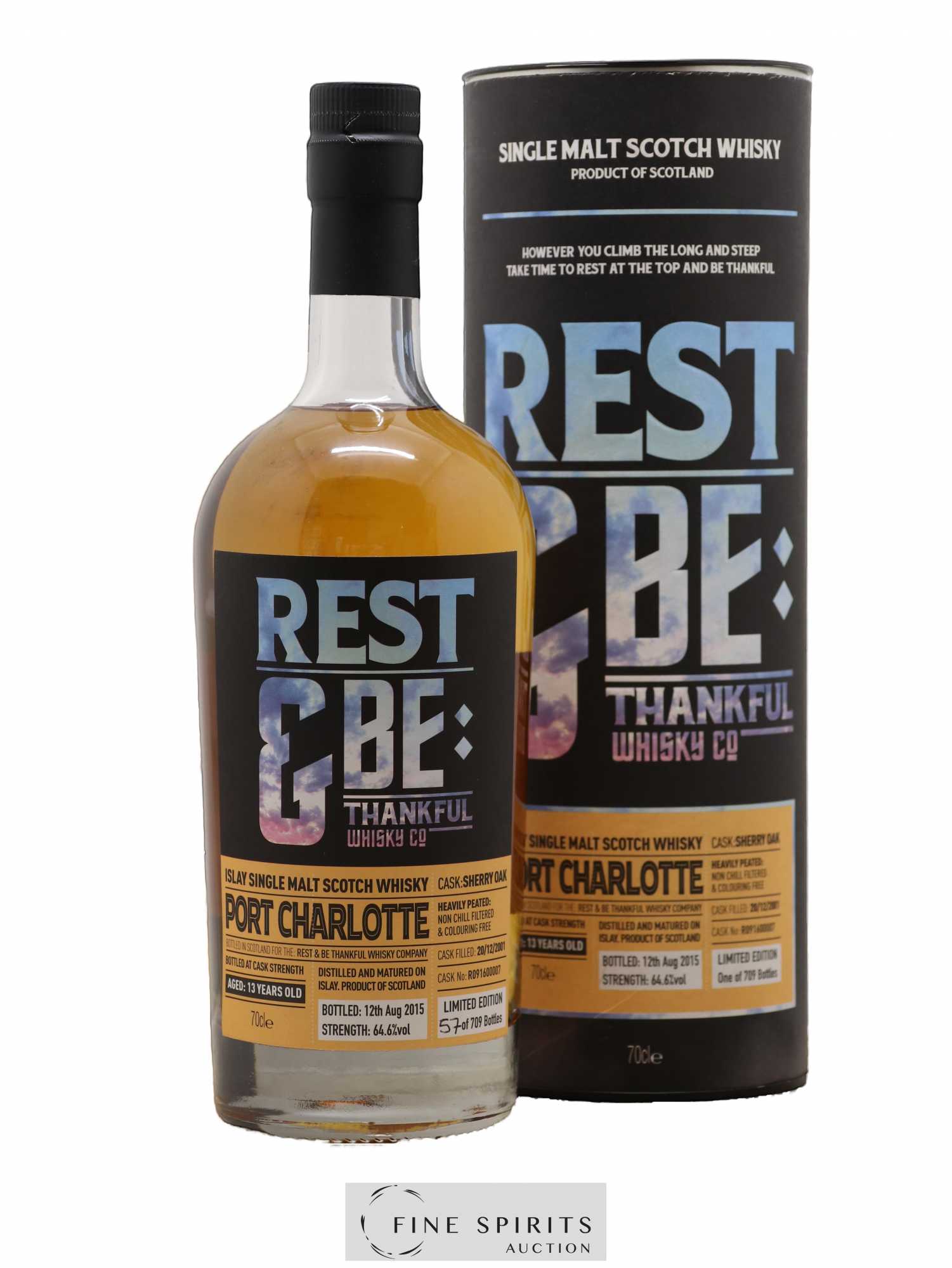 Port Charlotte 13 years 2001 Rest & Be Thankful Sherry Oak Cask n°R091600007 - One of 709 - bottled 2015 Limited Edition