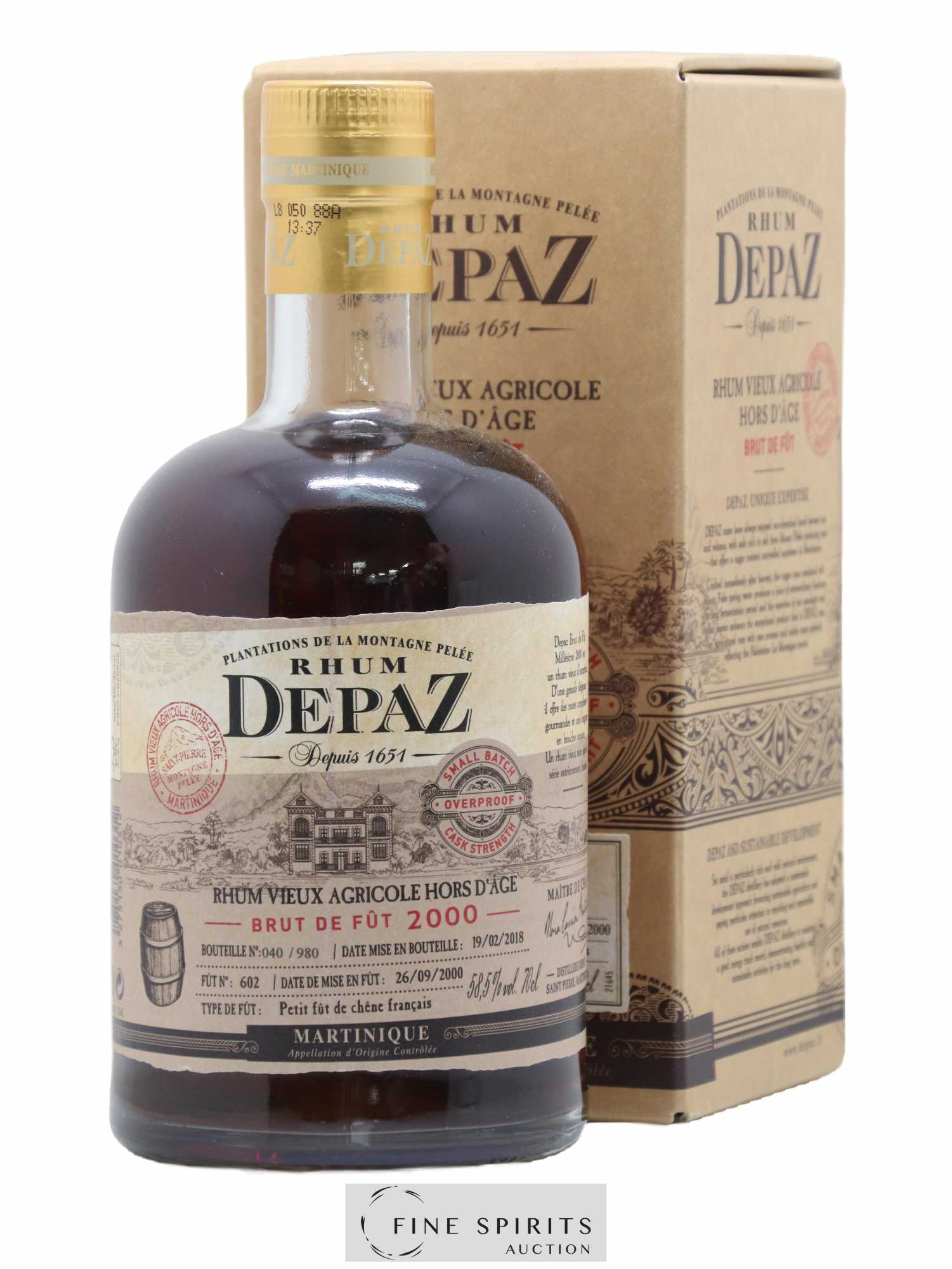 Depaz 2000 Of. Small Batch Fût n° 602 - One of 980 - bottled 2018