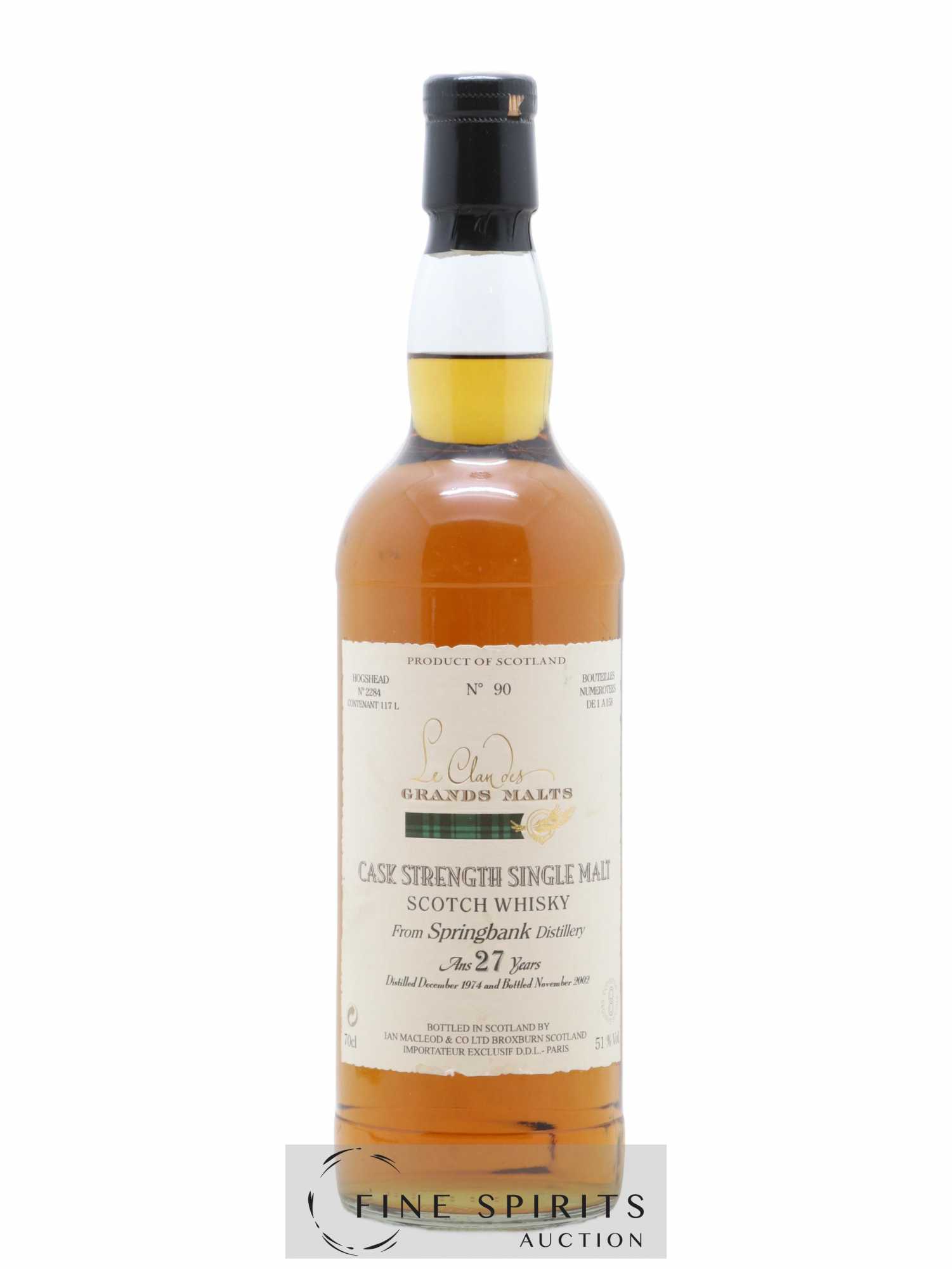 Springbank 27 years 1974 Ian Macleod Hogshead n°2284 - One of 158 - bottled 2002 DDL Le Clan des Grands Malts