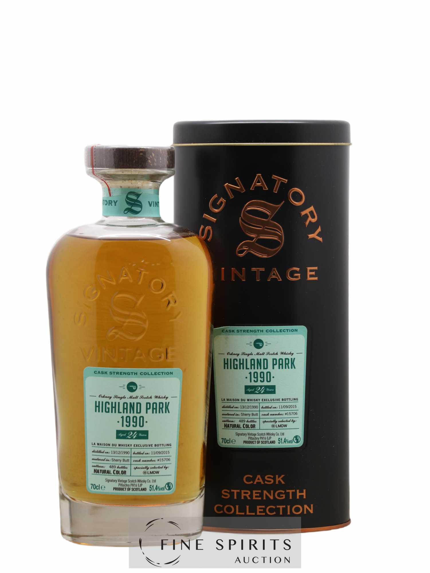 Highland Park 24 years 1990 Signatory Vintage Cask n°15706 - One of 489 - bottled 2015 LMDW Cask Strength Collection