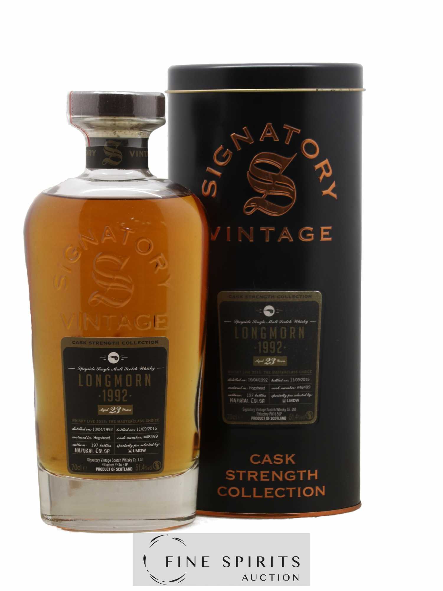 Longmorn 23 years 1992 Signatory Vintage Cask n°48499 - One of 197 - bottled 2015 LMDW Cask Strength Collection