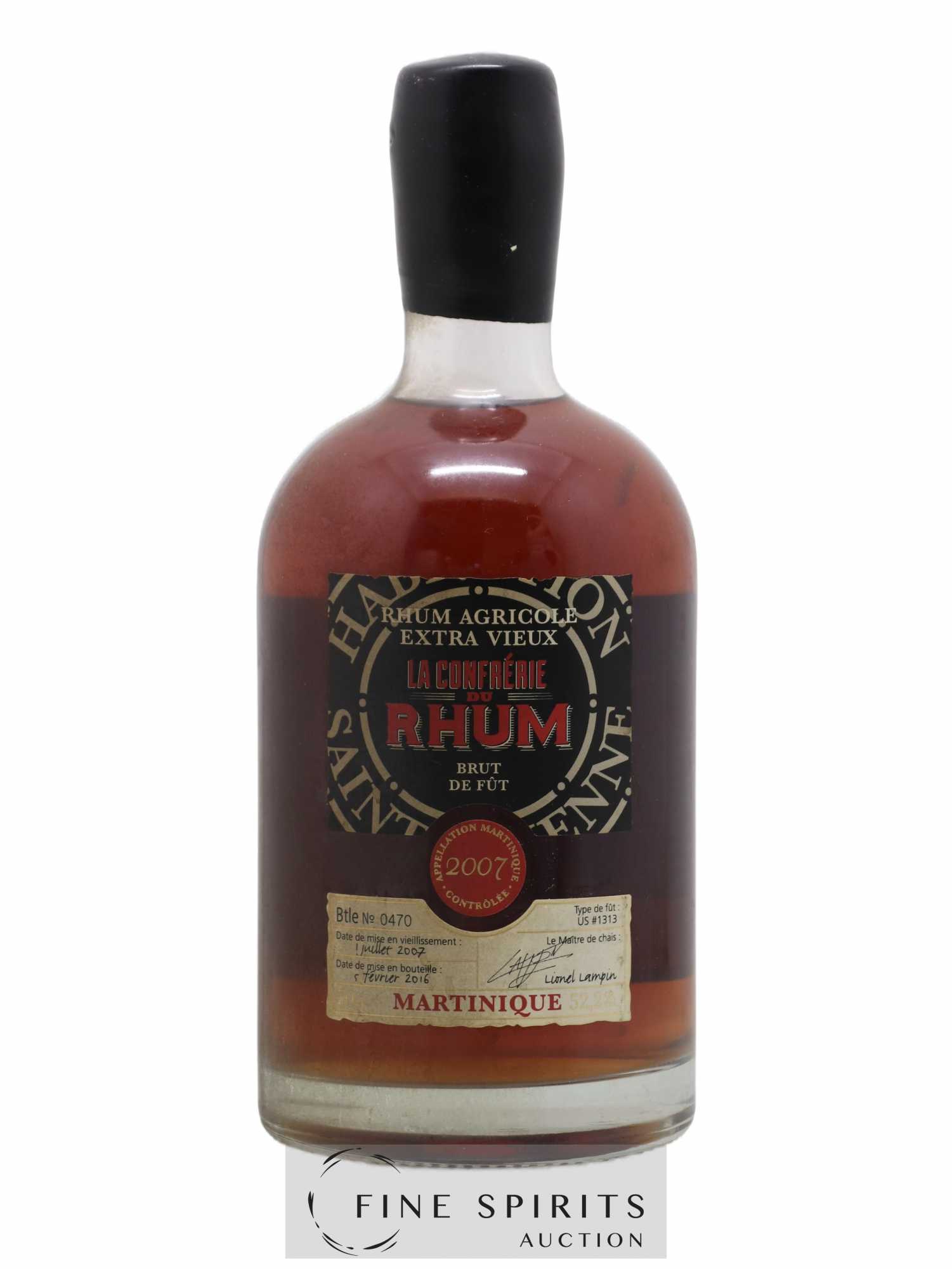 HSE 2007 Of. La Confrérie du Rhum Type de fût US n°1313 - bottled 2016