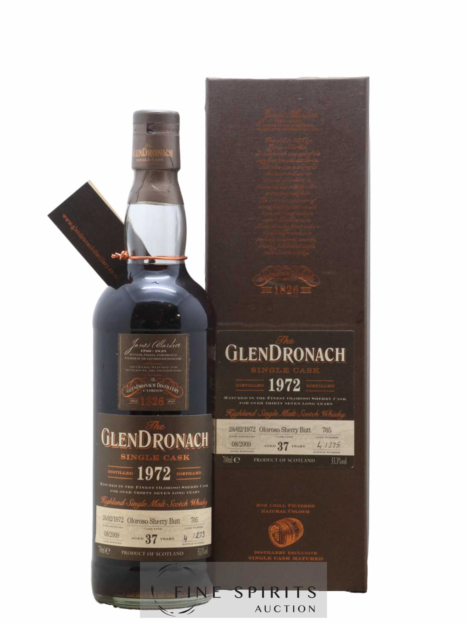 The Glendronach 37 years 1972 Of. Single Cask n°705 - One of 275 - bottled 2009