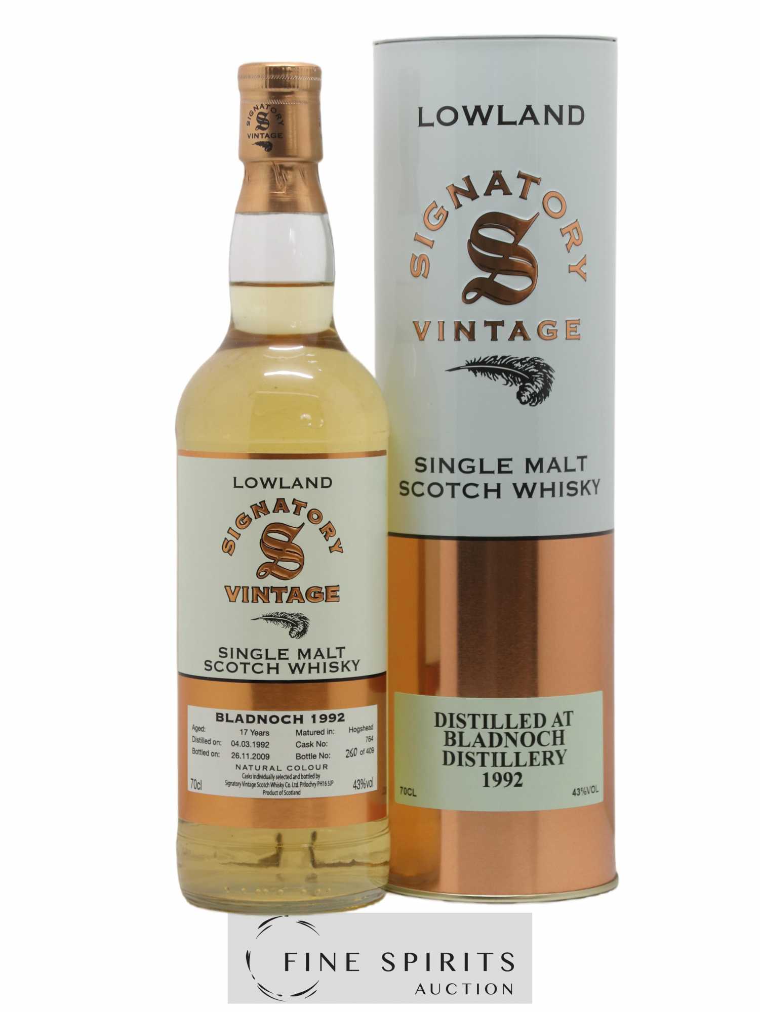 Bladnoch 17 years 1992 Signatory Vintage Hogshead Cask n°764 - One of 409 - bottled 2009