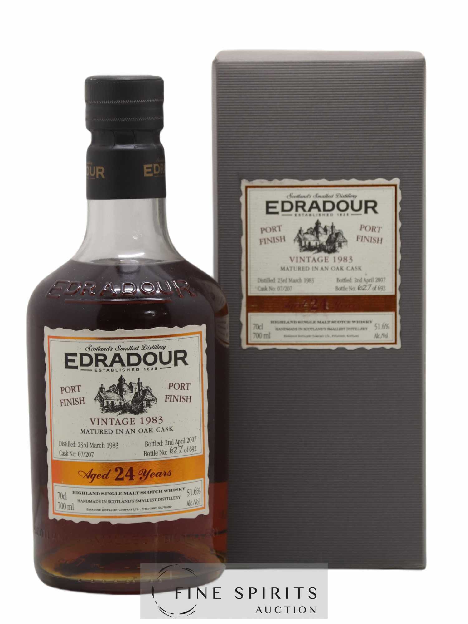 Edradour 24 years 1983 Of. Port Finish Cask n°07-207 - One of 692 - bottled 2007