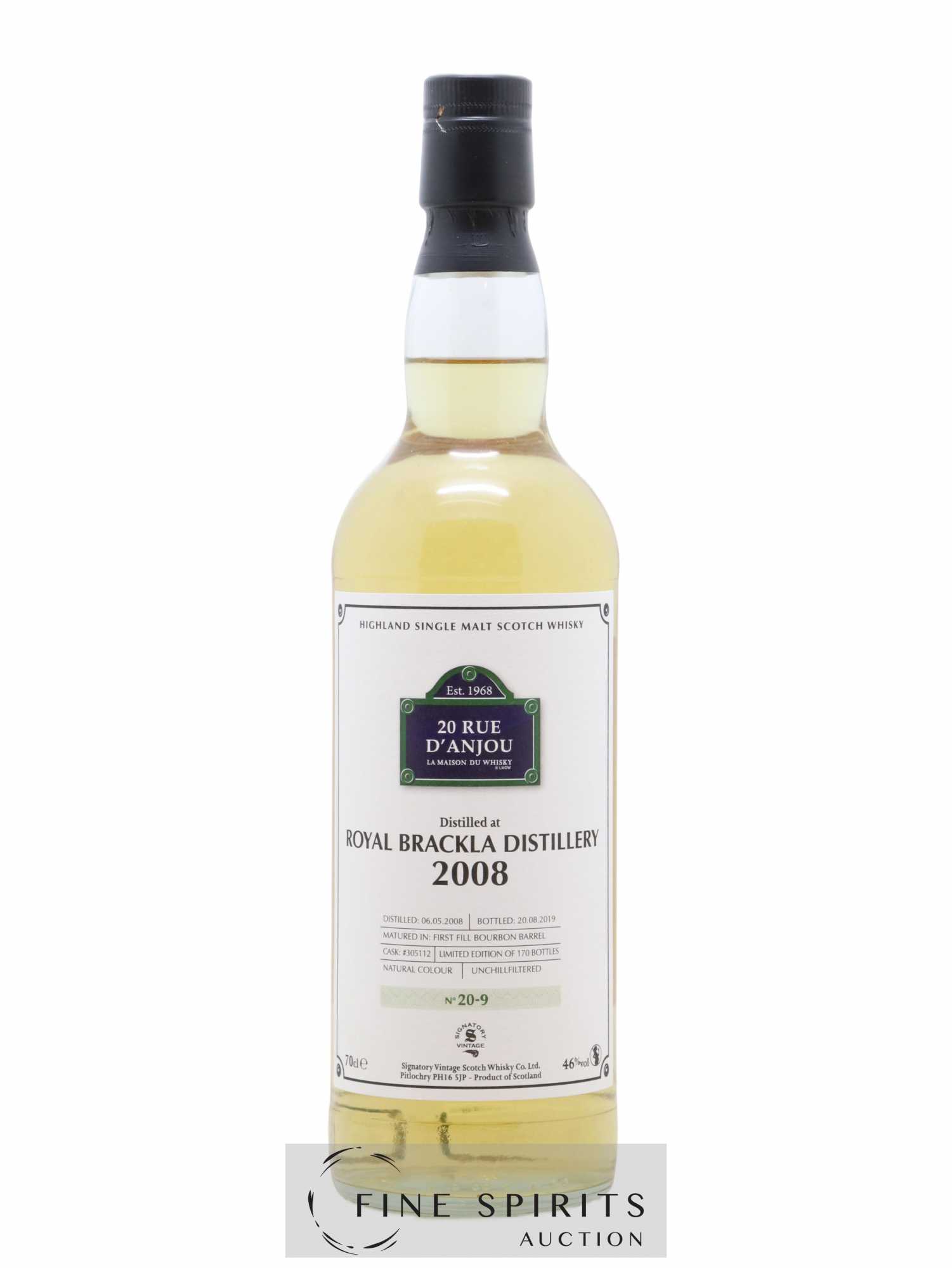 Royal Brackla 2008 Signatory Vintage N°20-9 Cask n°305112 - One of 170 - bottled 2019 LMDW 20 Rue D'Anjou