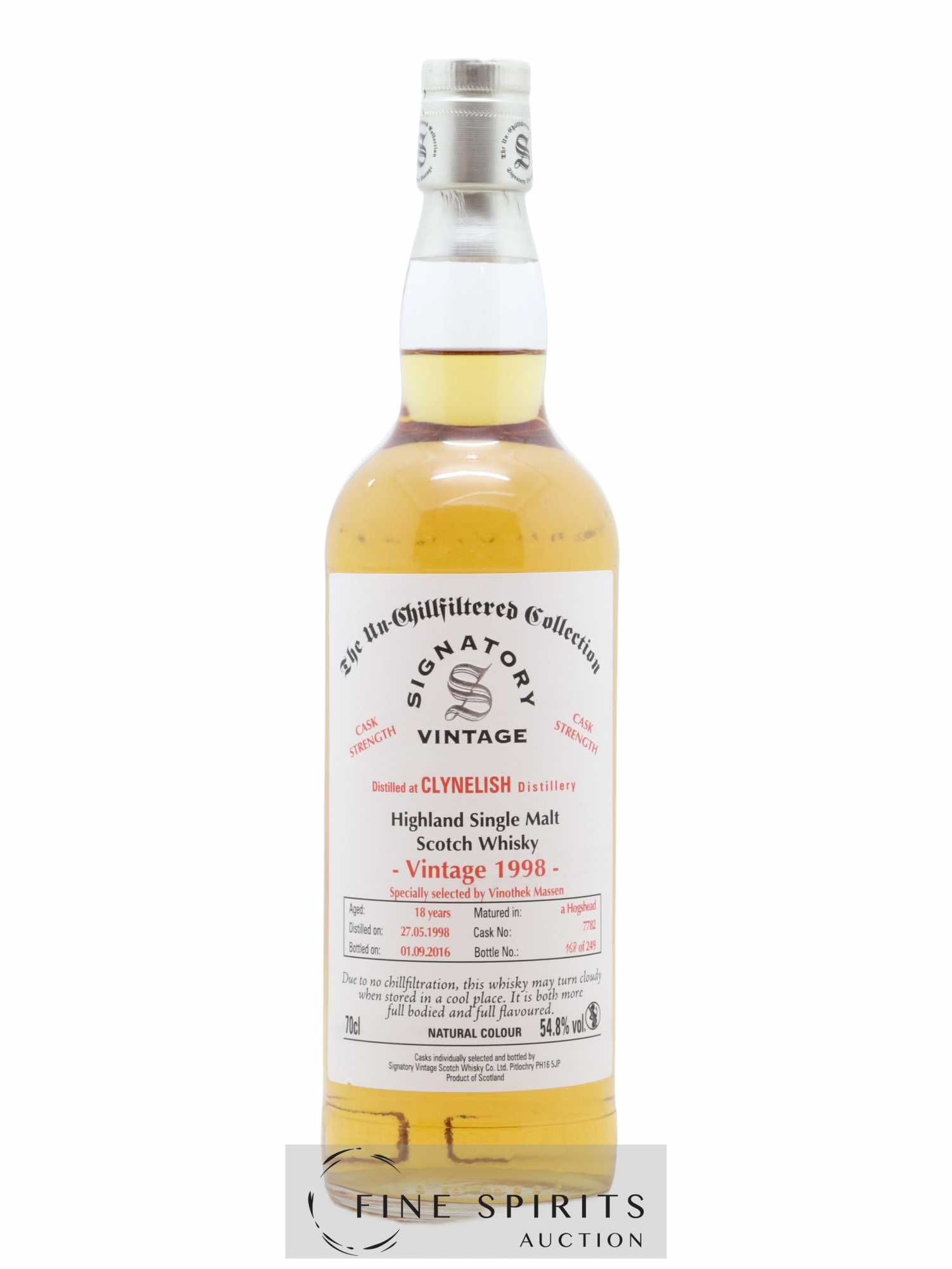 Clynelish 18 years 1998 Signatory Vintage Hogshead Casks n°7782 - One of 249 - bottled 2016 Vinothek Massen The Un-Chillfiltered Collection