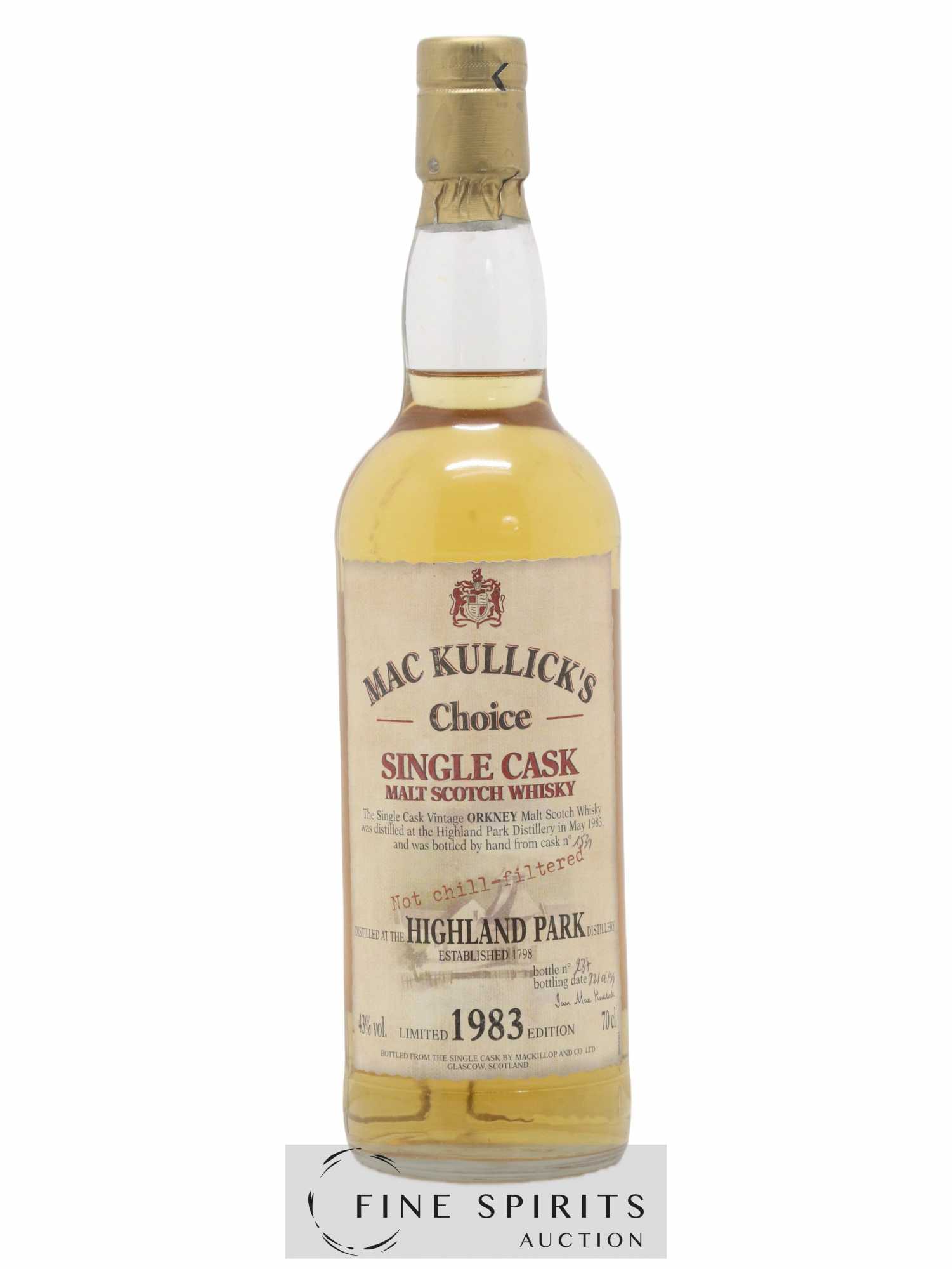 Highland Park 1983 MacKillop & Co. Mac Kullick's Choice Single Cask n°1531 - bottled 1999 Limited Edition