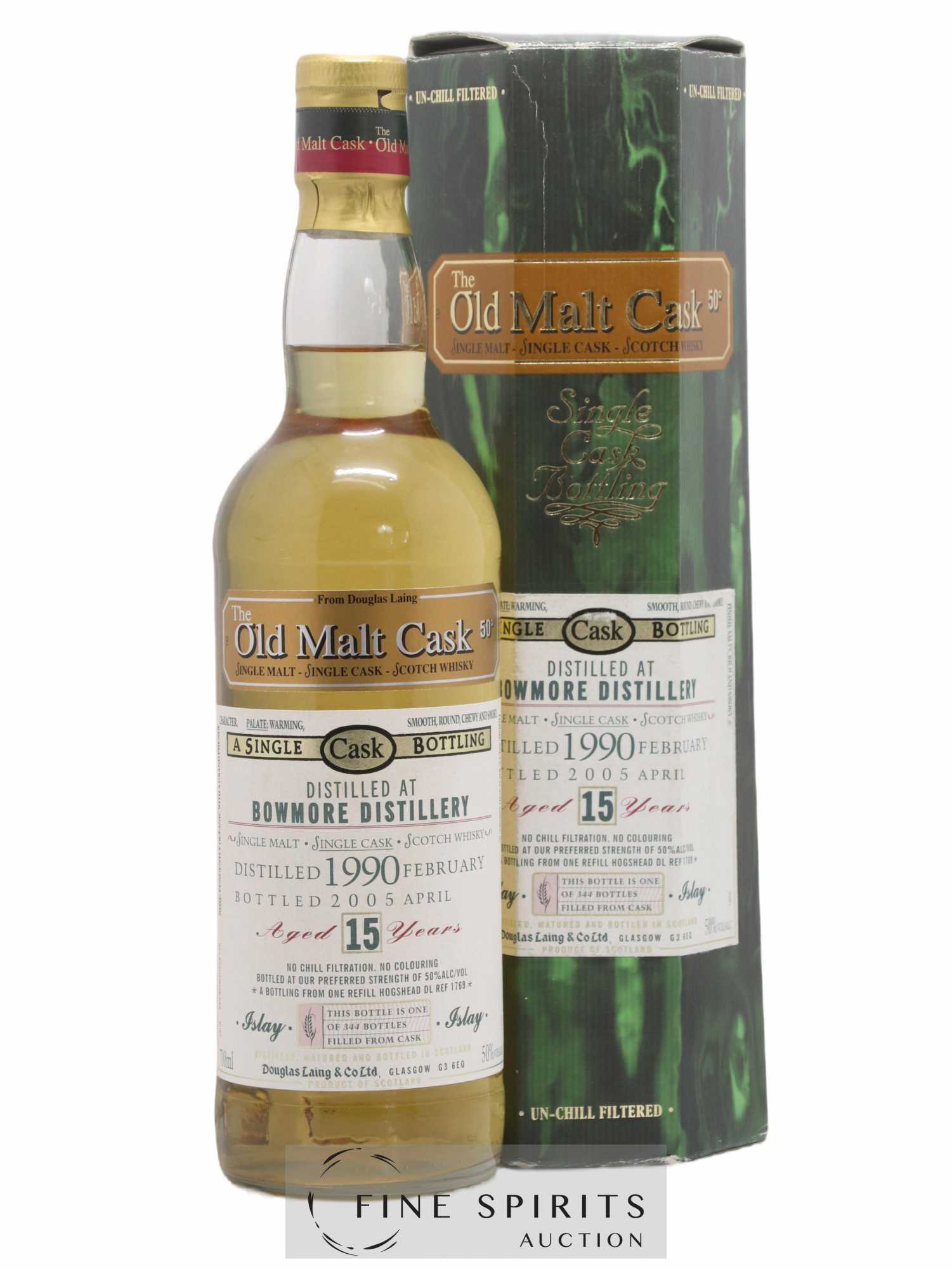 Bowmore 15 years 1990 Douglas Laing Single Cask DL REF 1769 - One of 344 - bottled 2005 Old Malt Cask