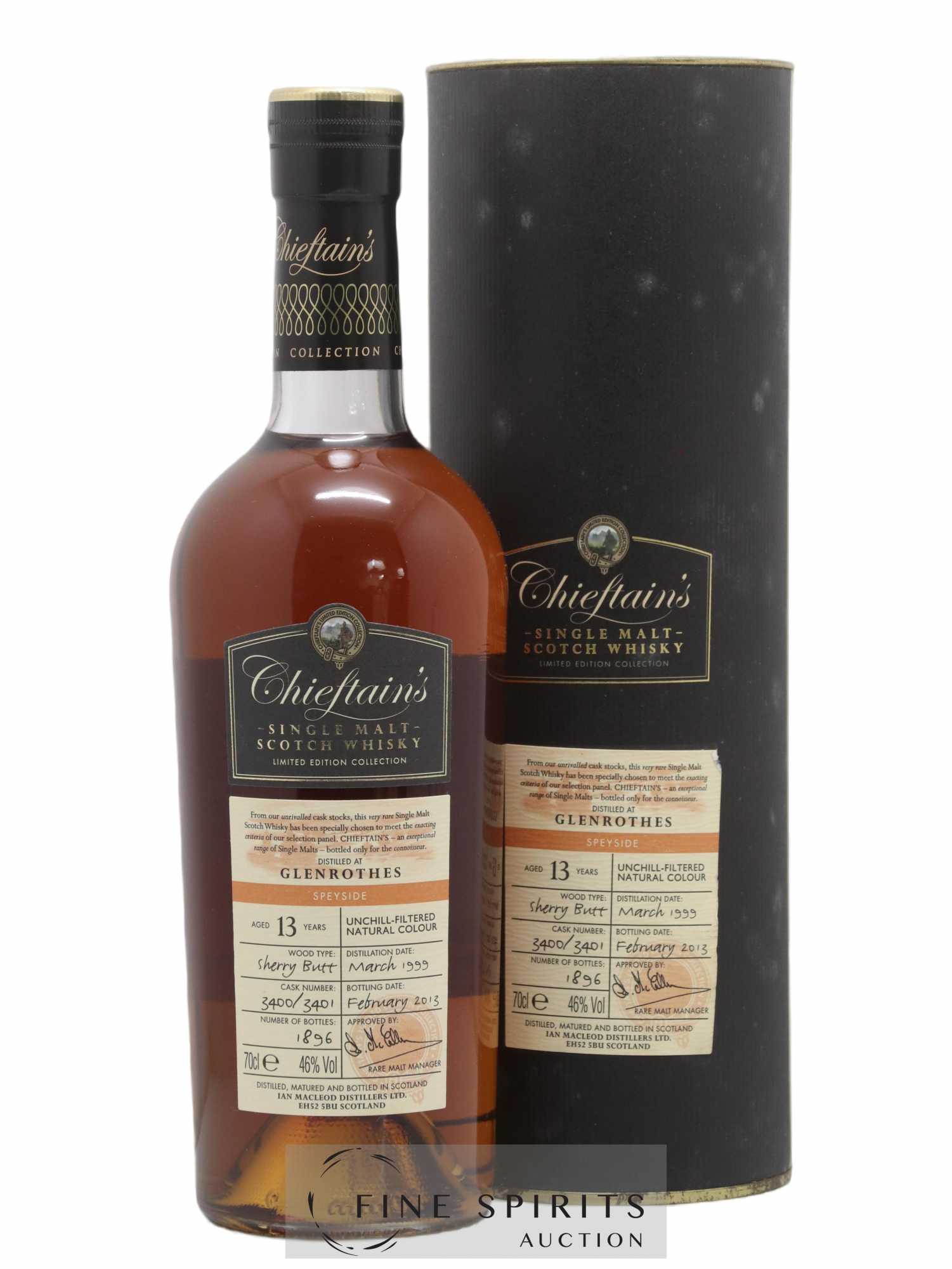 Glenrothes 13 years 1999 Ian Macleod Chieftain's Cask n°3400-3401 - One of 1896 - bottled 2013 Limited Edition Collection