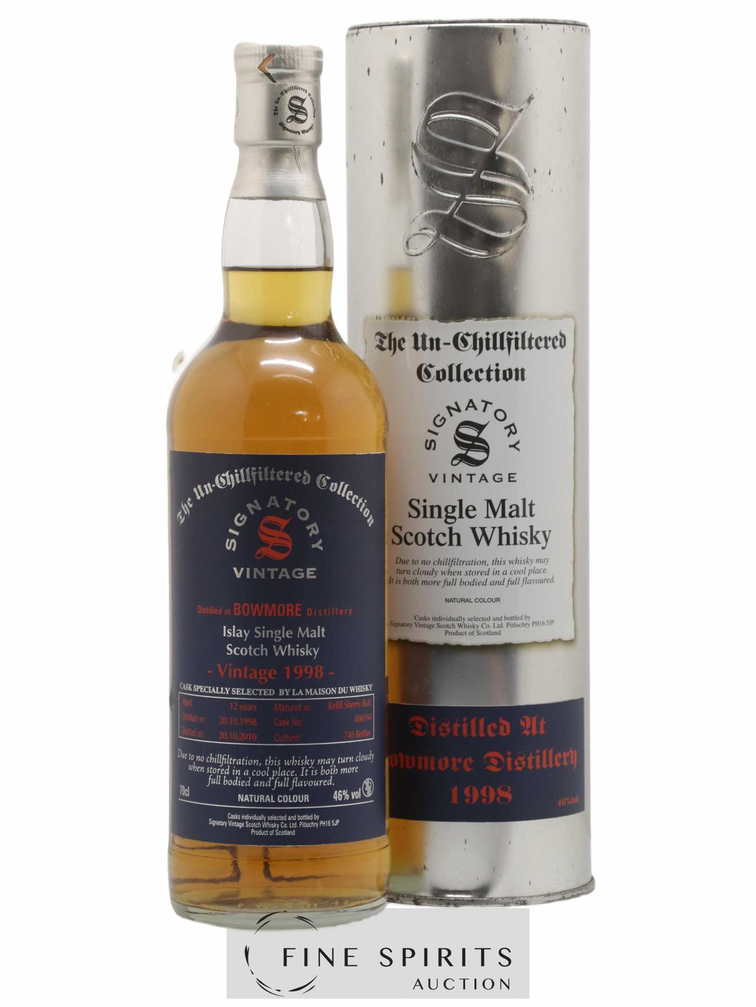 Bowmore 12 years 1998 Signatory Vintage Cask n°800194 - One of 748 - bottled 2010 LMDW The Un-Chillfiltered Collection