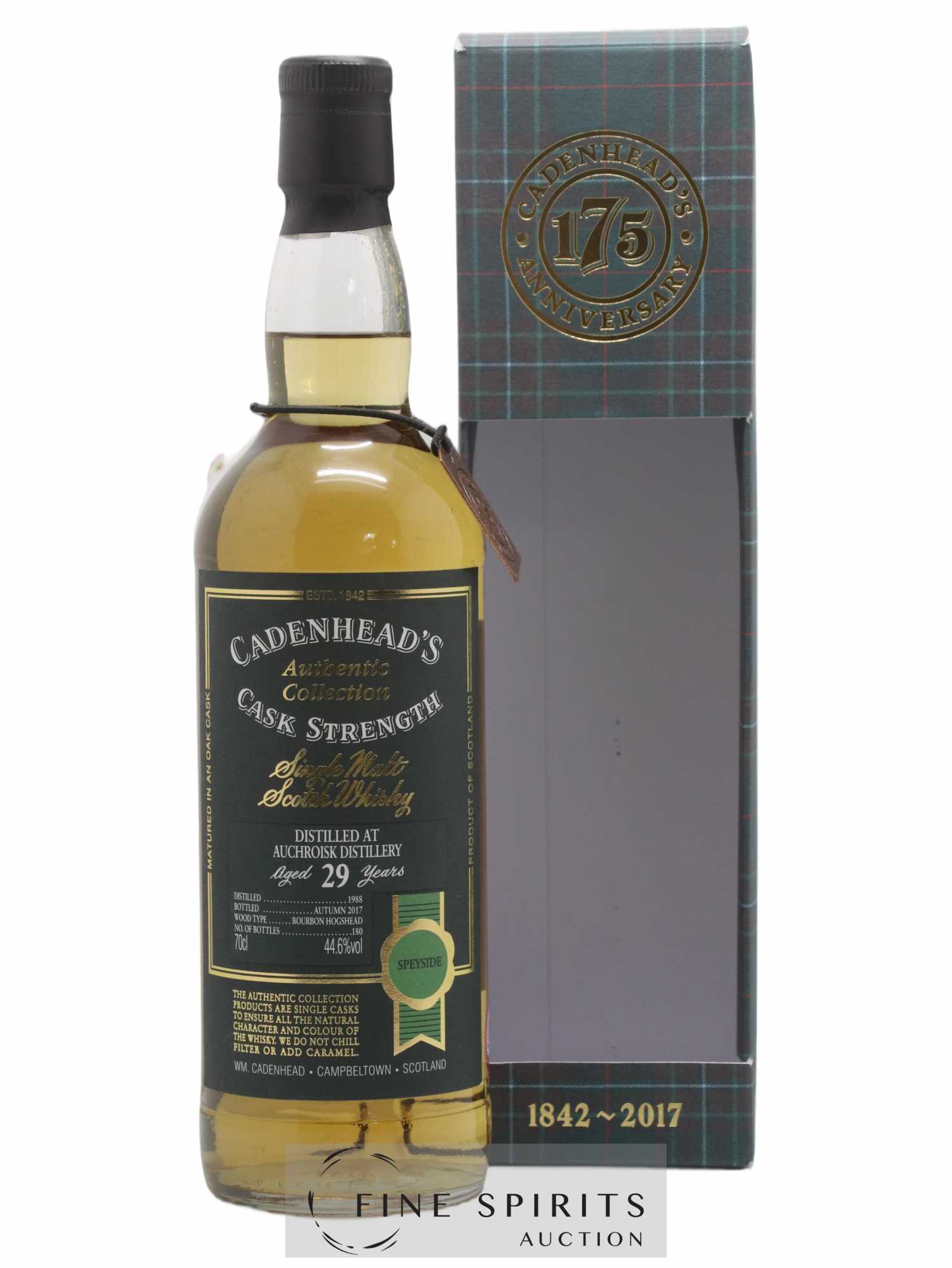 Auchroisk 29 years 1988 Cadenhead's Cask Strength Bourbon Hogshead - One of 180 - bottled 2017 Authentic Collection