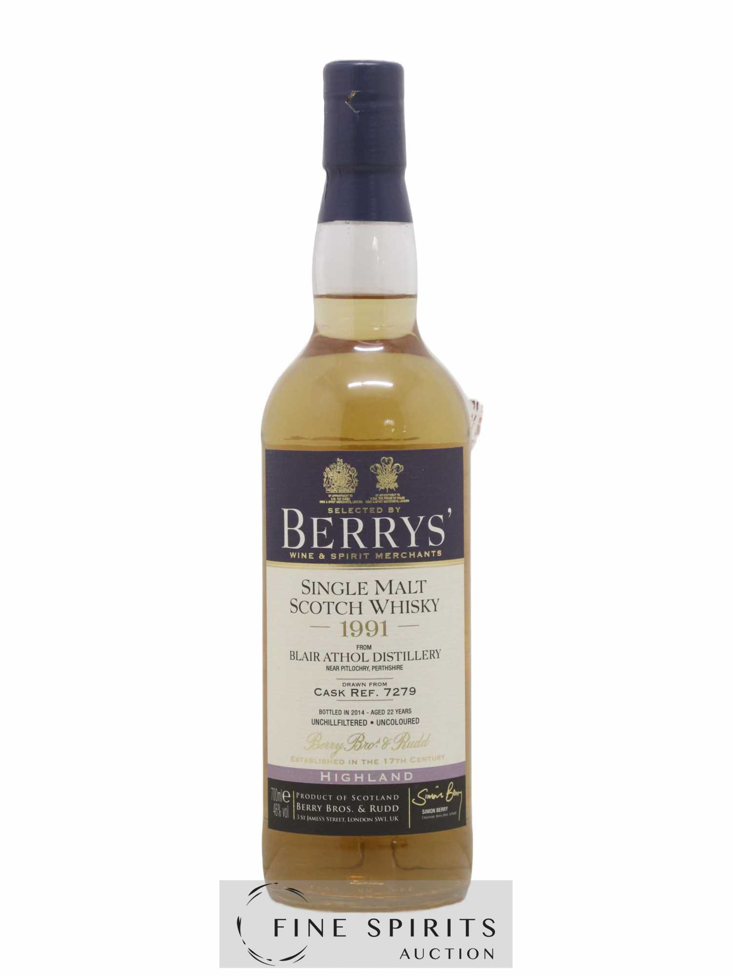 Blair Athol 22 years 1991 Berry Bros & Rudd Cask Ref. 7279 - bottled 2014