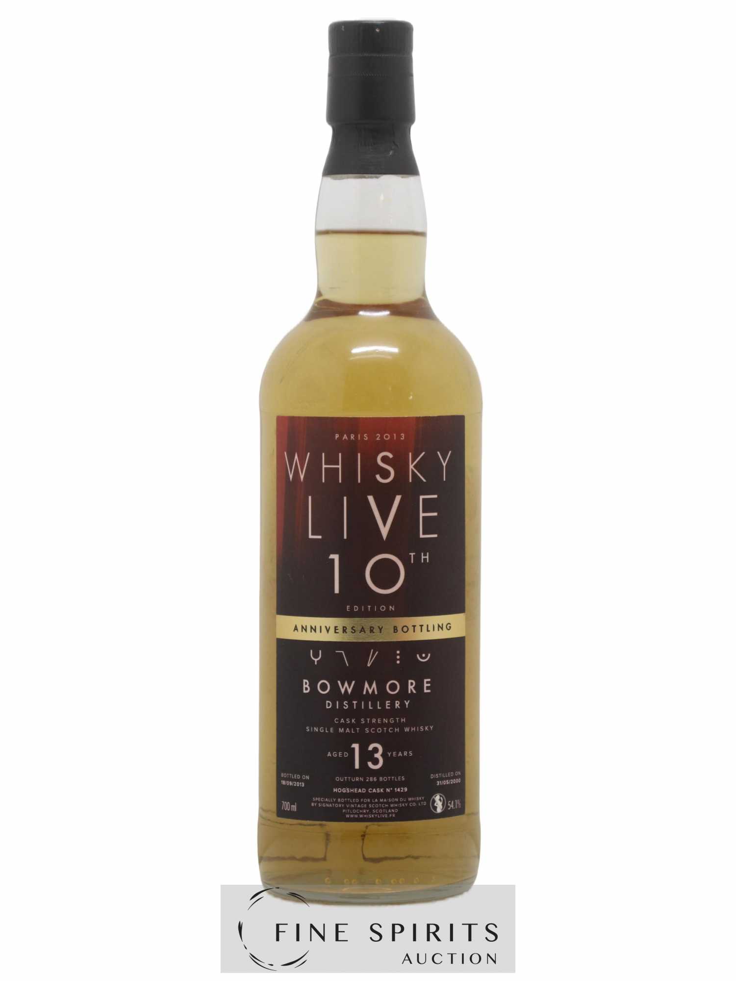 Bowmore 13 years 2000 Signatory Vintage Whisky Live Paris 10th Edition Cask n°1429 - One of 286 - bottled 2013 LMDW Anniversary Bottling