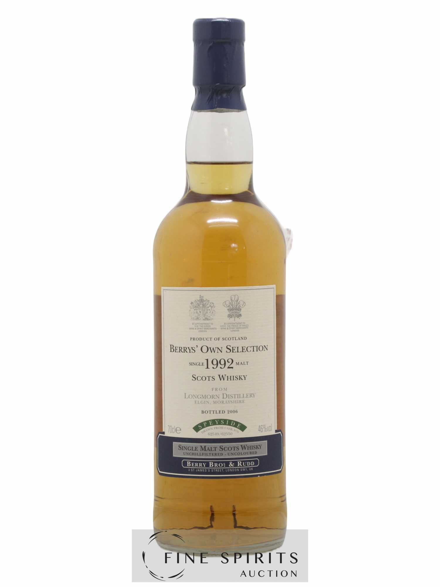 Longmorn 1992 Berry Bros & Rudd Casks n°62549-62550 - bottled 2006 Berrys'Own Selection