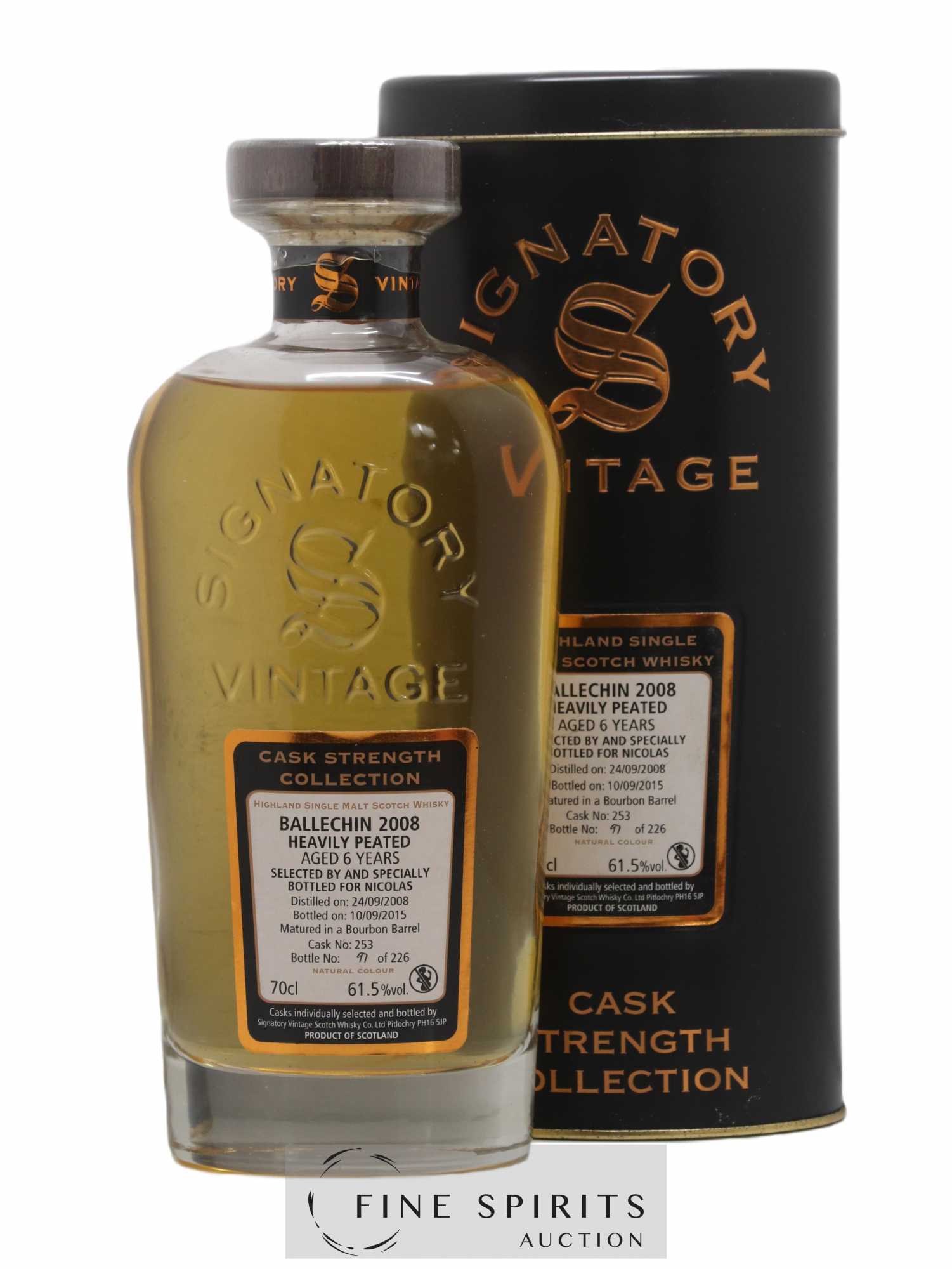 Ballechin 6 years 2008 Signatory Vintage Cask n°253 - One of 226 - bottled 2015 Nicolas Cask Strength Collection