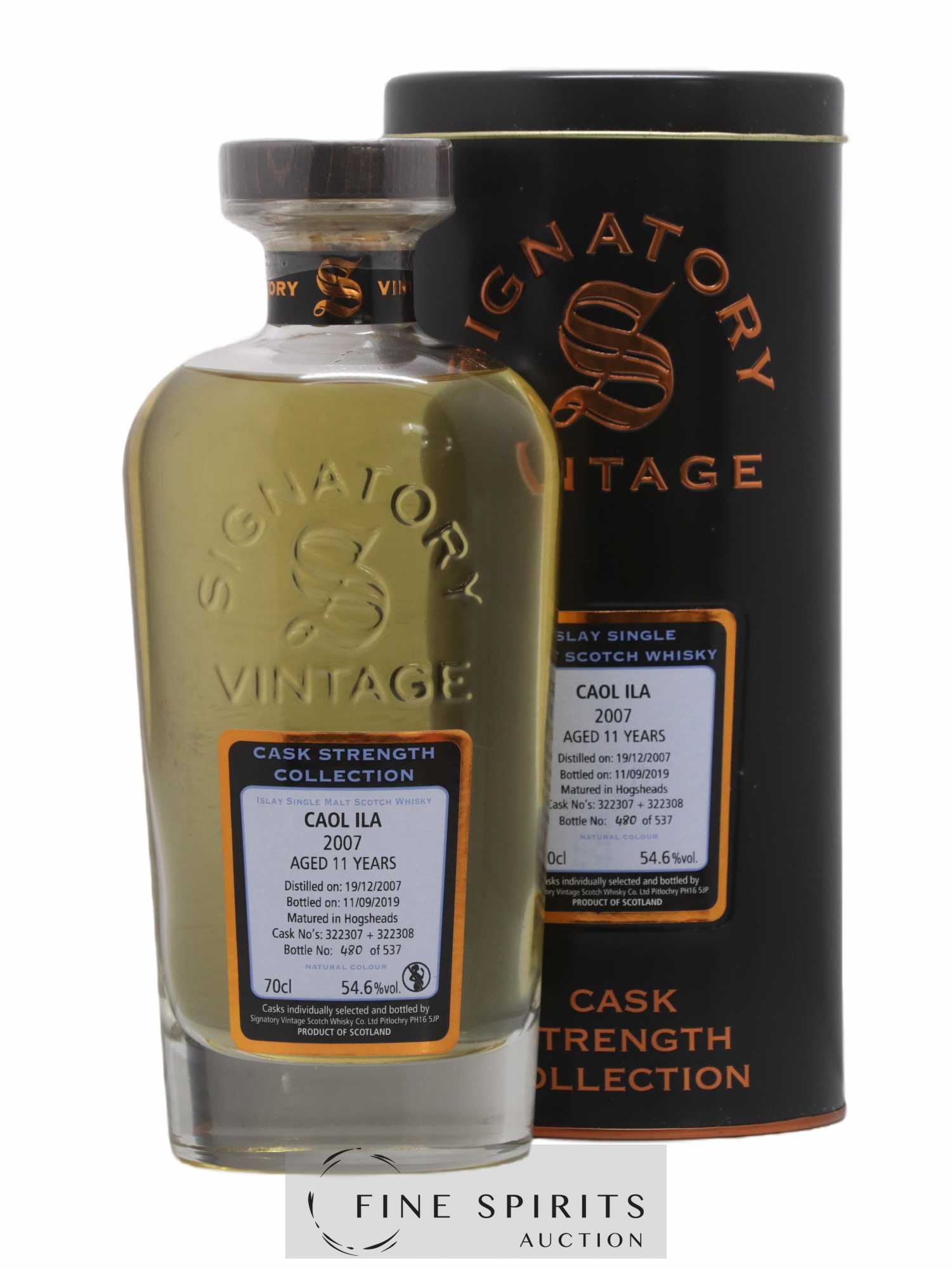 Caol Ila 11 years 2007 Signatory Vintage Casks n°322307-322308 - One of 537 - bottled 2019 Cask Strength Collection