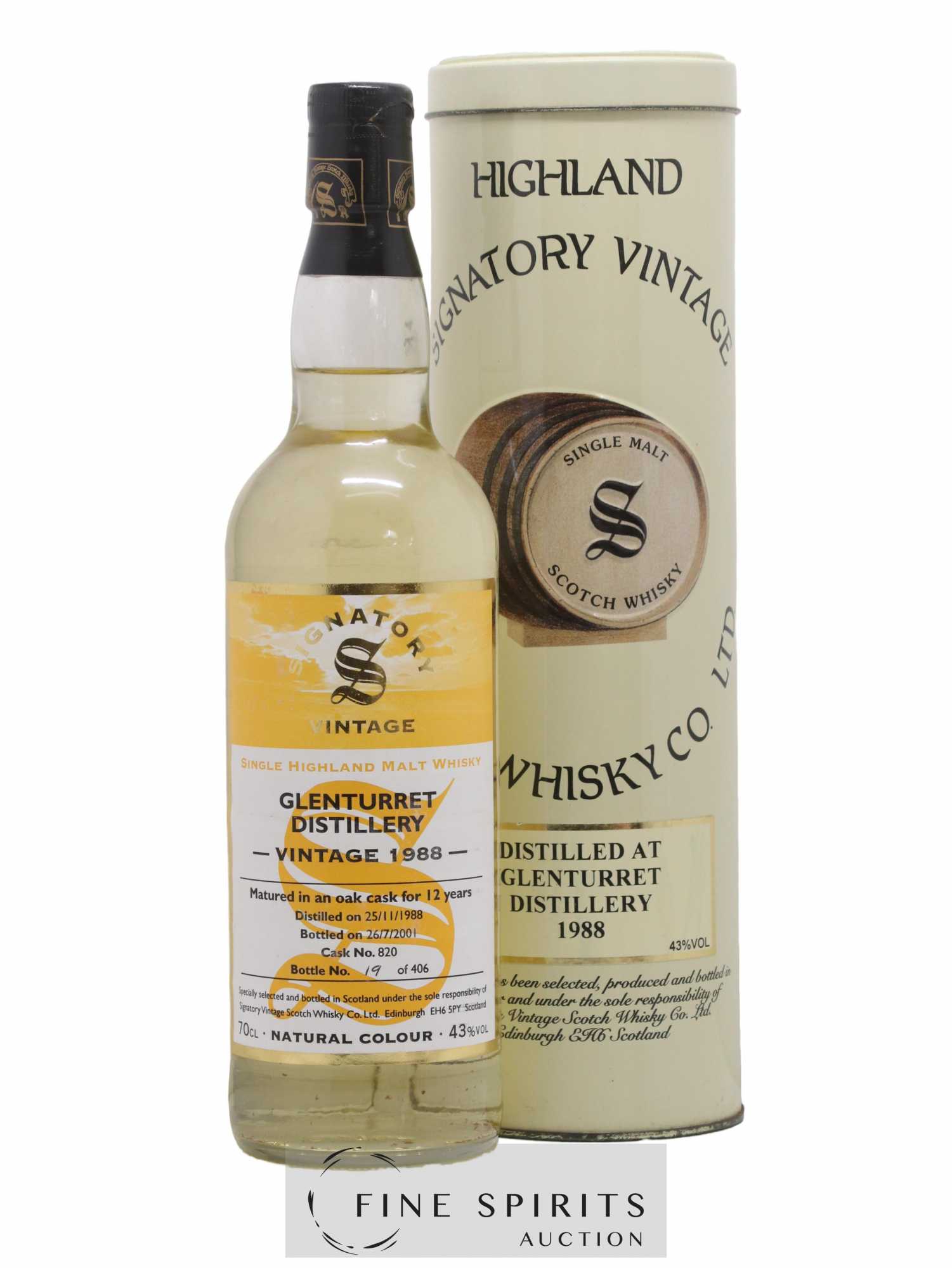 Glenturret 12 years 1988 Signatory Vintage Cask n°820 - One of 406 - bottled 2001