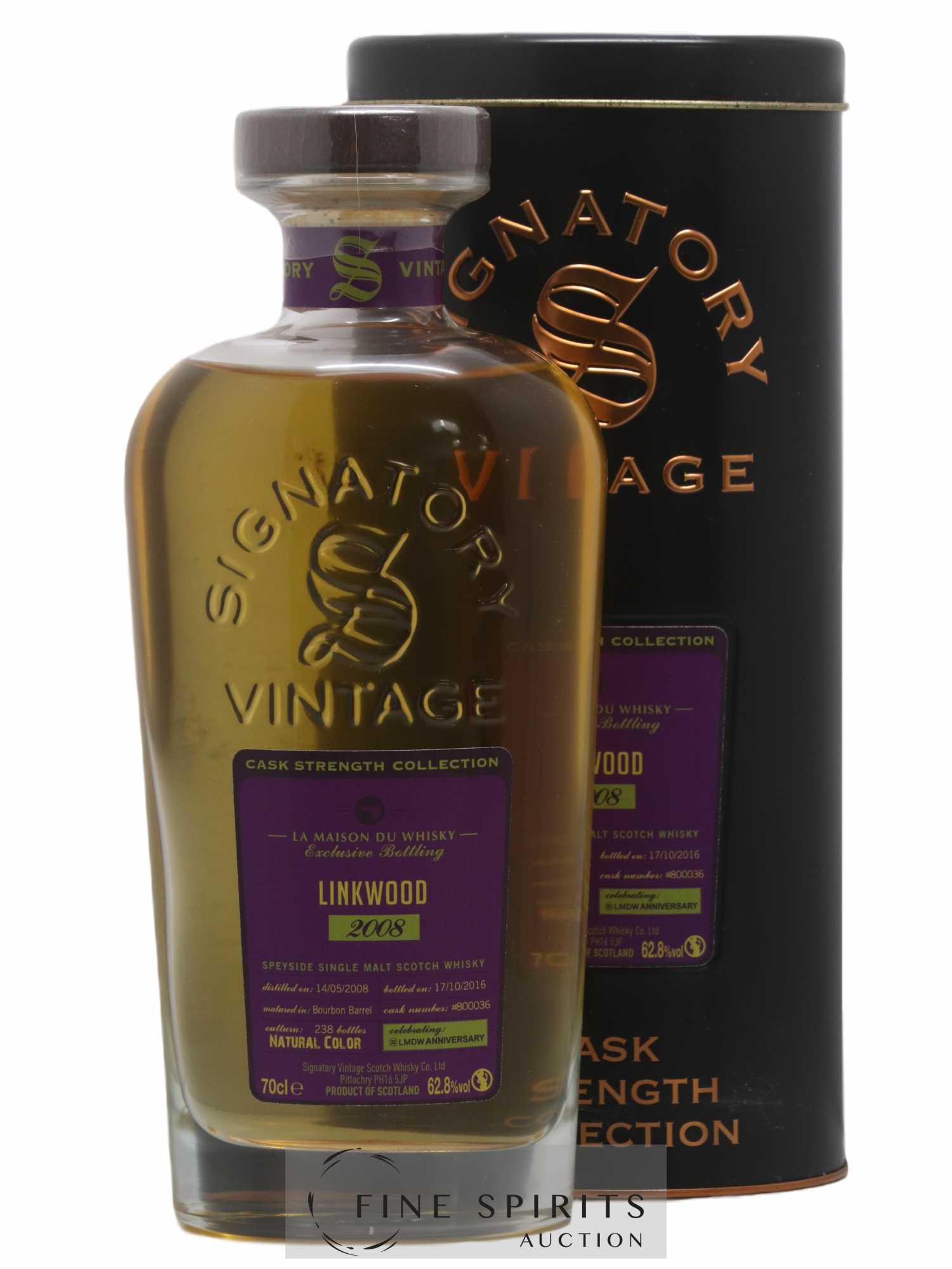 Linkwood 2008 Signatory Vintage Cask n°8000036 - One of 238 - bottled 2016 LMDW Anniversary Cask Strength Collection