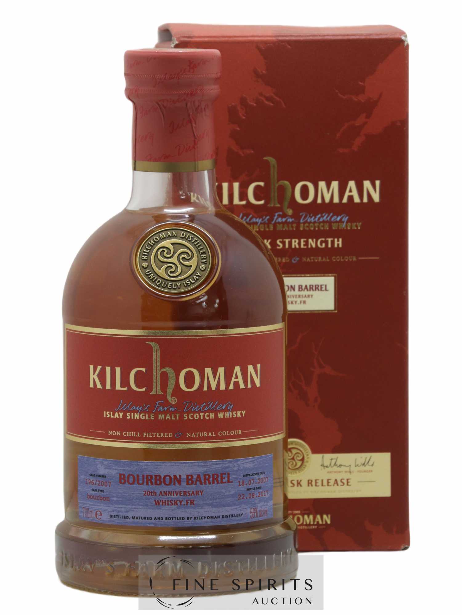 Kilchoman 2007 Of. Bourbon Barrel Cask n°196-2007 - One of 221 - bottled 2017 20th Anniversary Whisky.fr