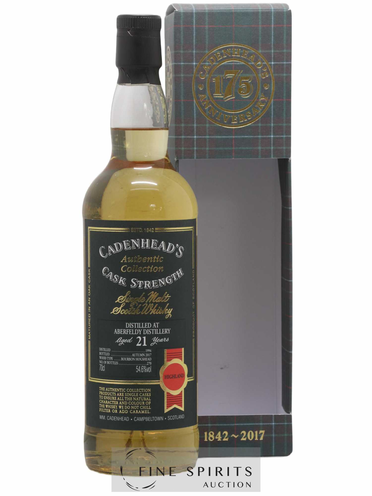 Aberfeldy 21 years 1996 Cadenhead's Bourbon Hogshead - One of 270 - bottled 2017 Authentic Collection