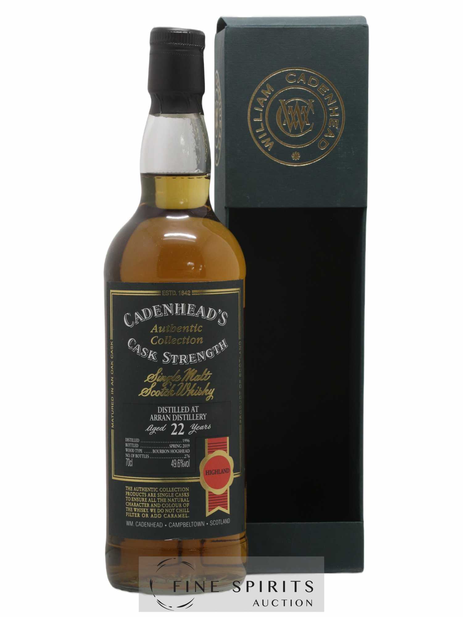 Arran 22 years 1996 Cadenhead's Cask Strength Bourbon Hogshead - One of 276 - bottled 2019 Authentic Collection