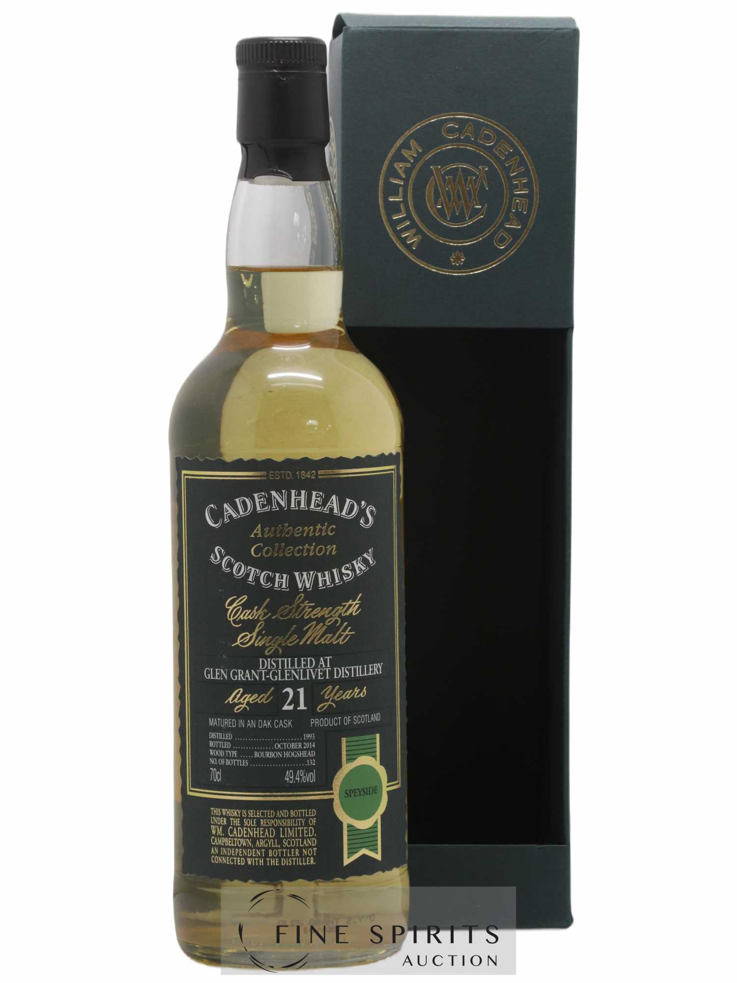 Glen Grant 21 years 1993 Cadenhead's Cask Strength One of 132 - bottled 2014 Authentic Collection