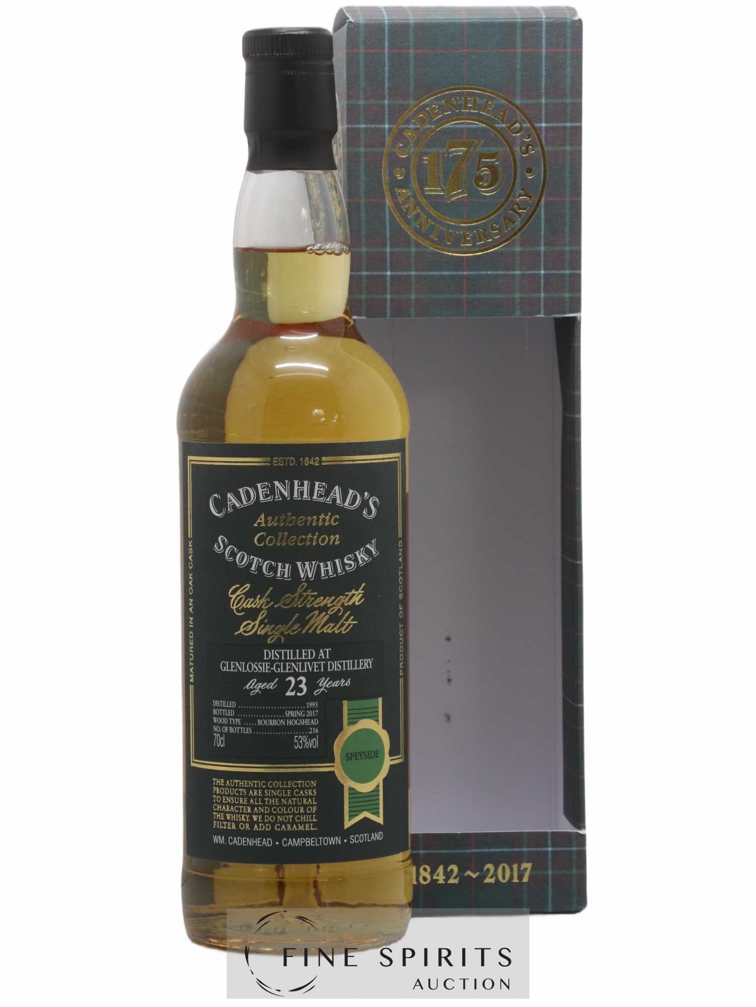 Glenlossie 23 years 1993 Cadenhead's Cask Strength One of 216 - bottled 2017 Authentic Collection